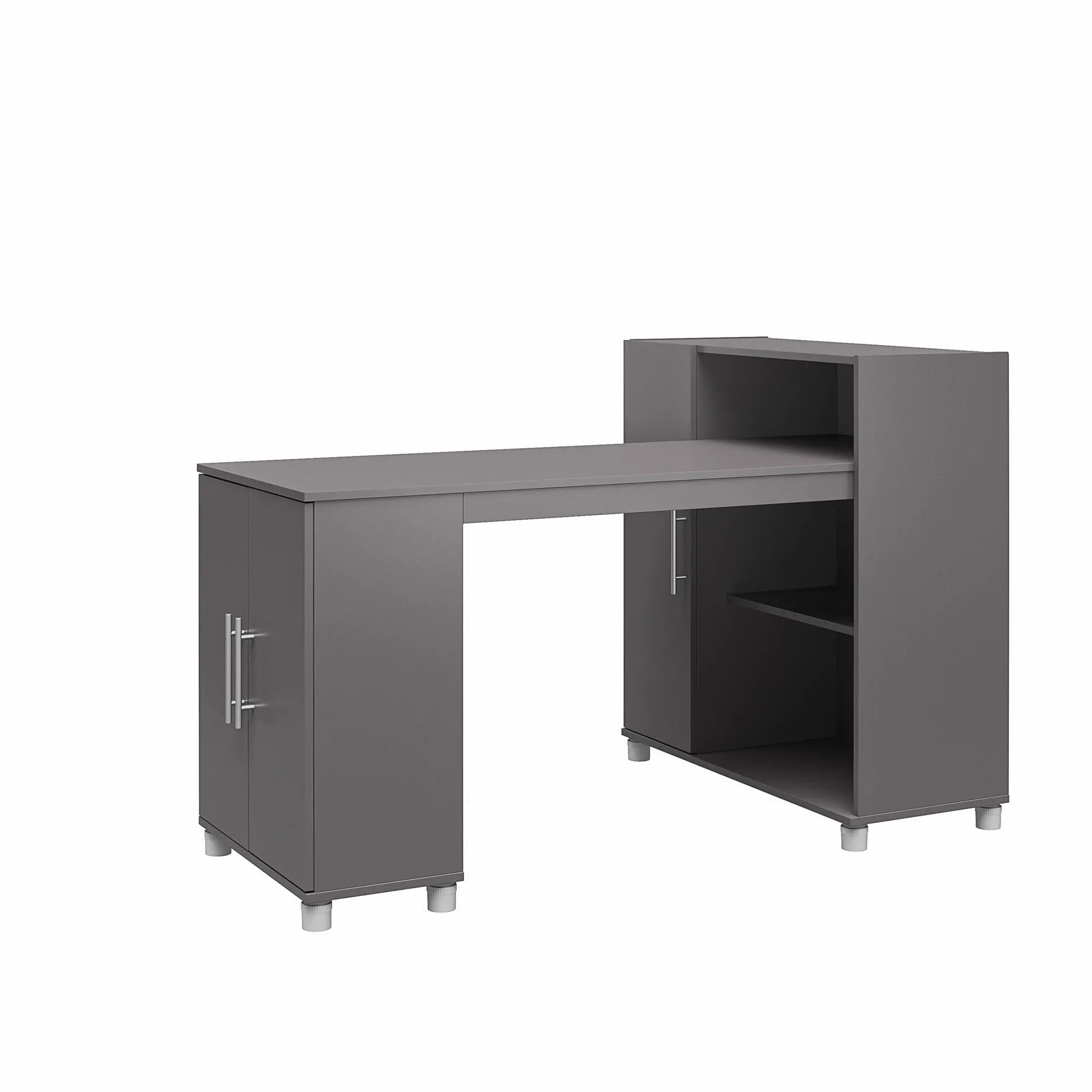 Camberly Graphite Gray Craft Desk with Storage Cabinet-5