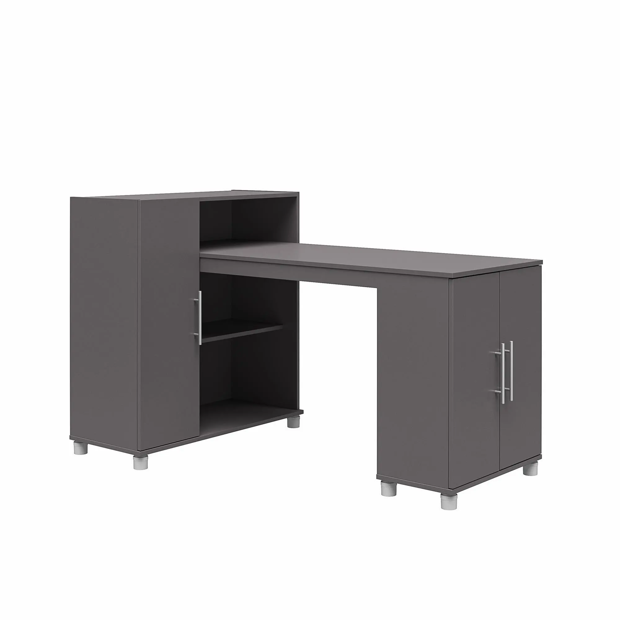 Camberly Graphite Gray Craft Desk with Storage Cabinet-6