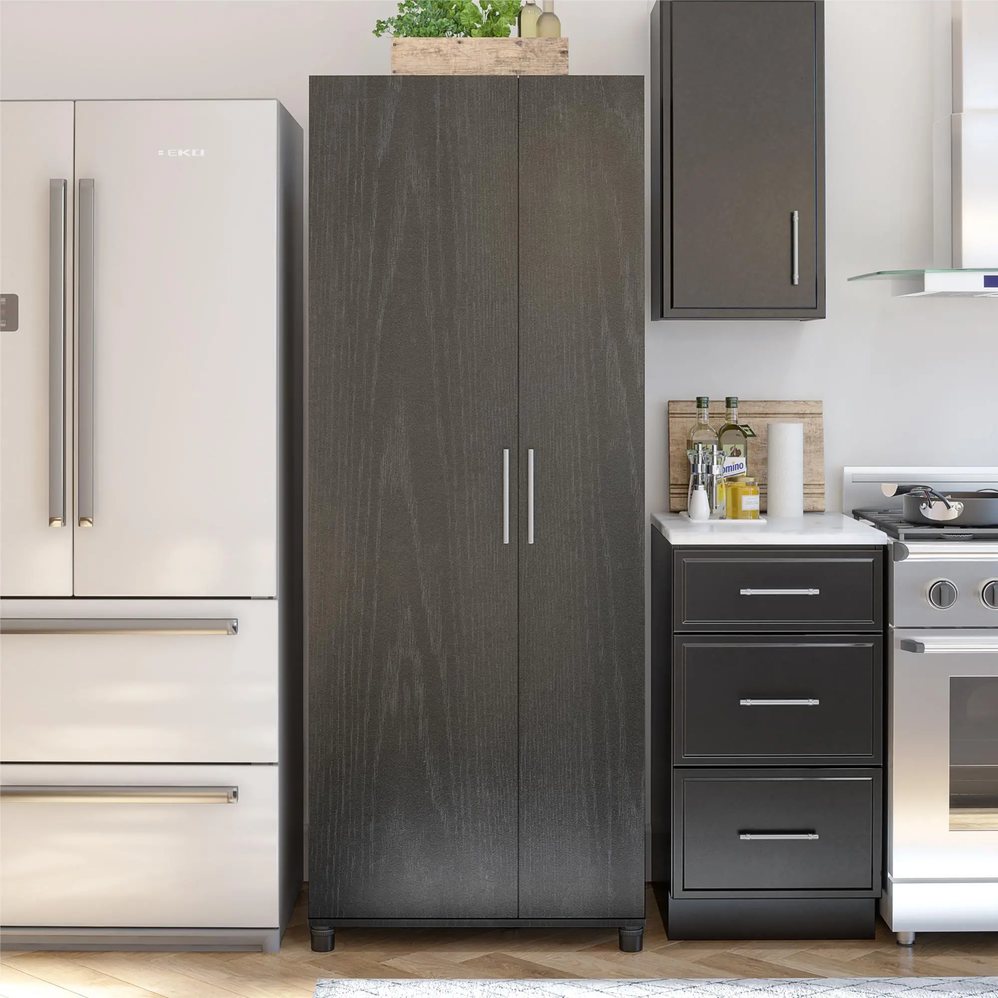 Camberly Black Oak Tall Asymmetrical Cabinet-2