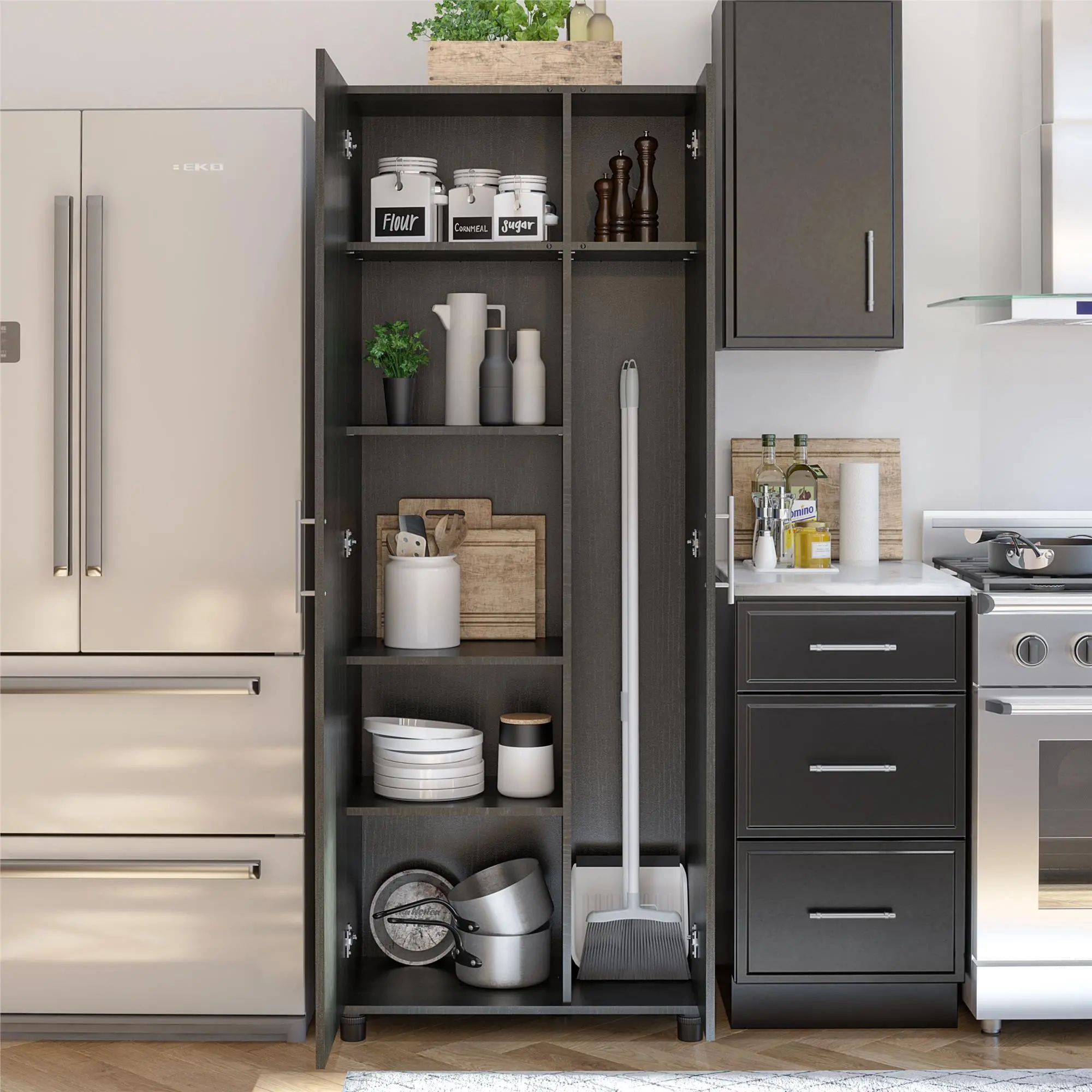 Camberly Black Oak Tall Asymmetrical Cabinet-3