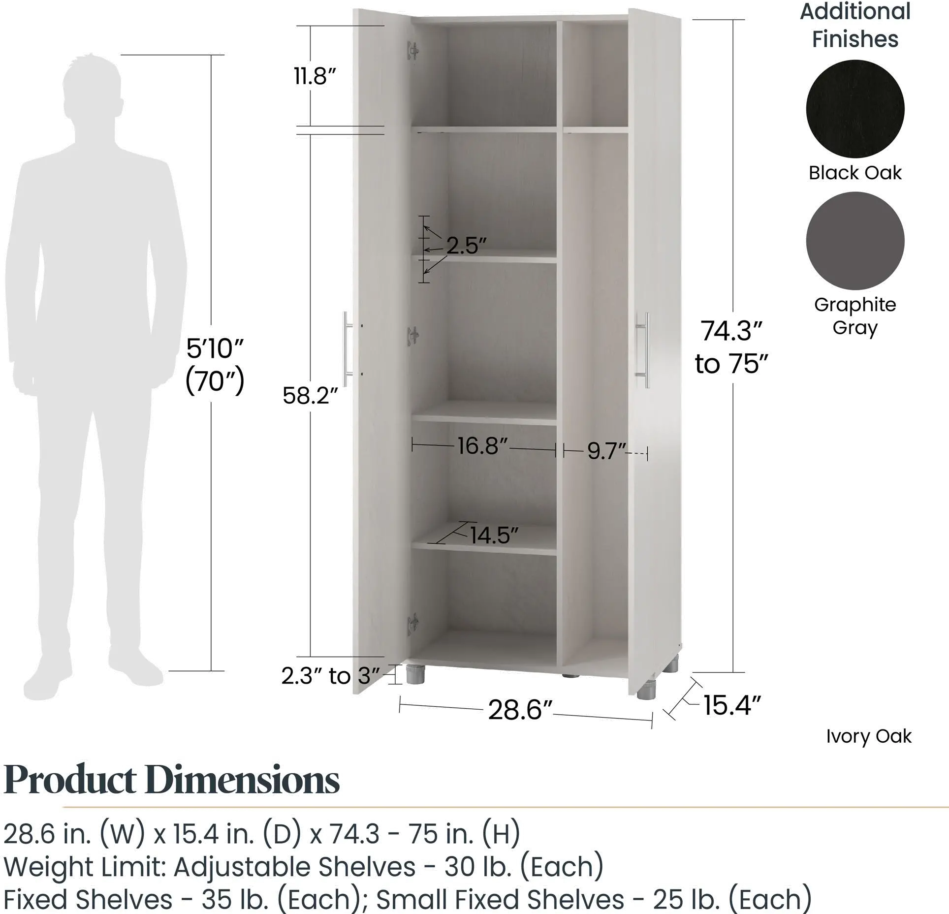 Camberly Black Oak Tall Asymmetrical Cabinet-7