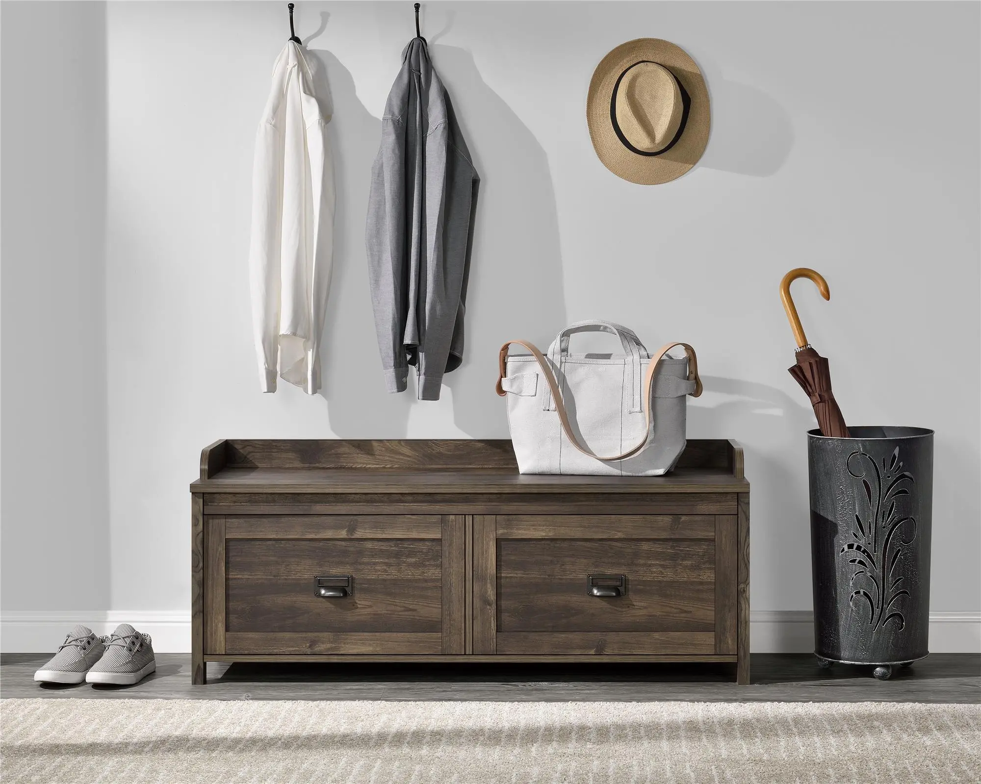Farmington Rustic Brown Storage Bench-2