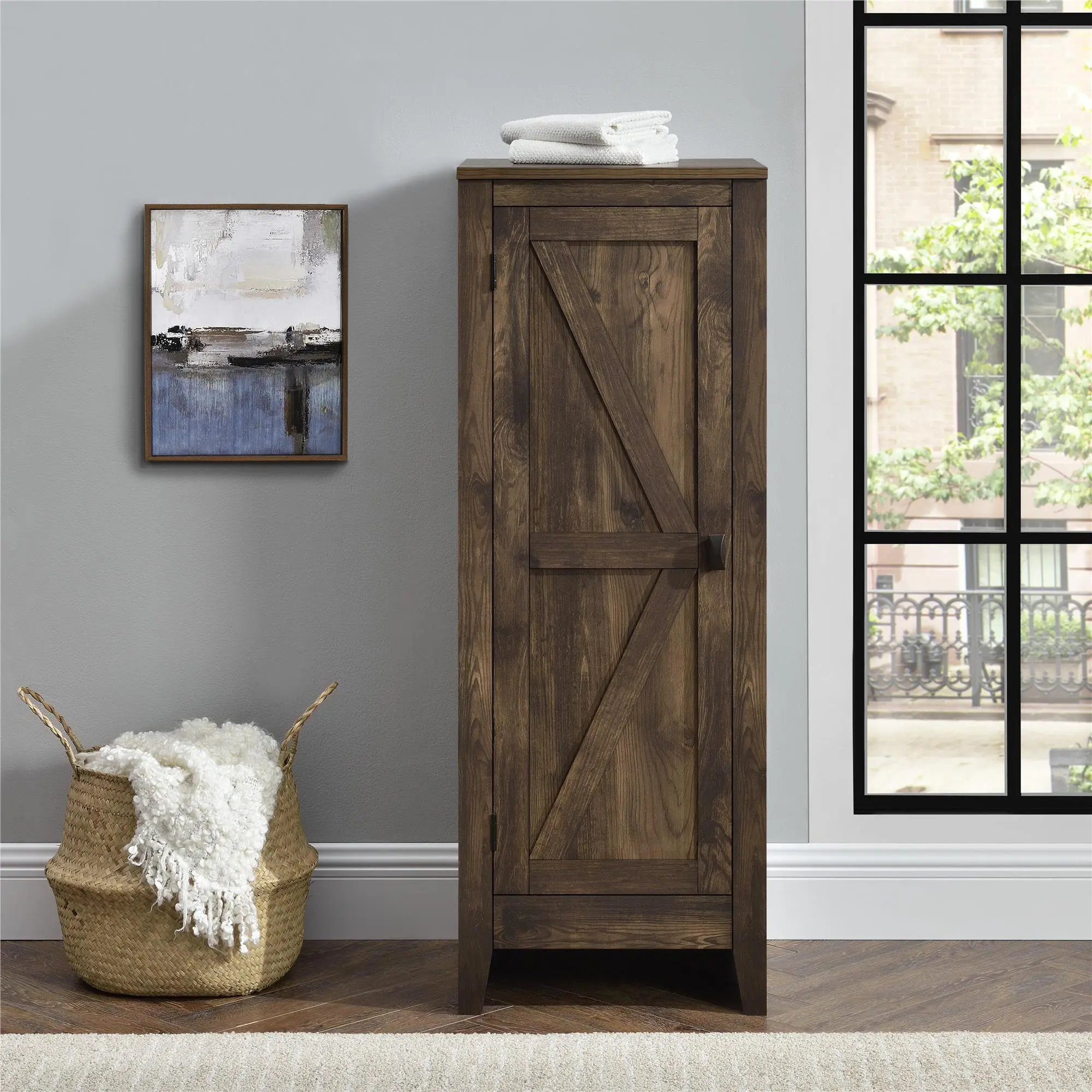 Farmington Rustic Brown 48  Tall Storage Cabinet-2