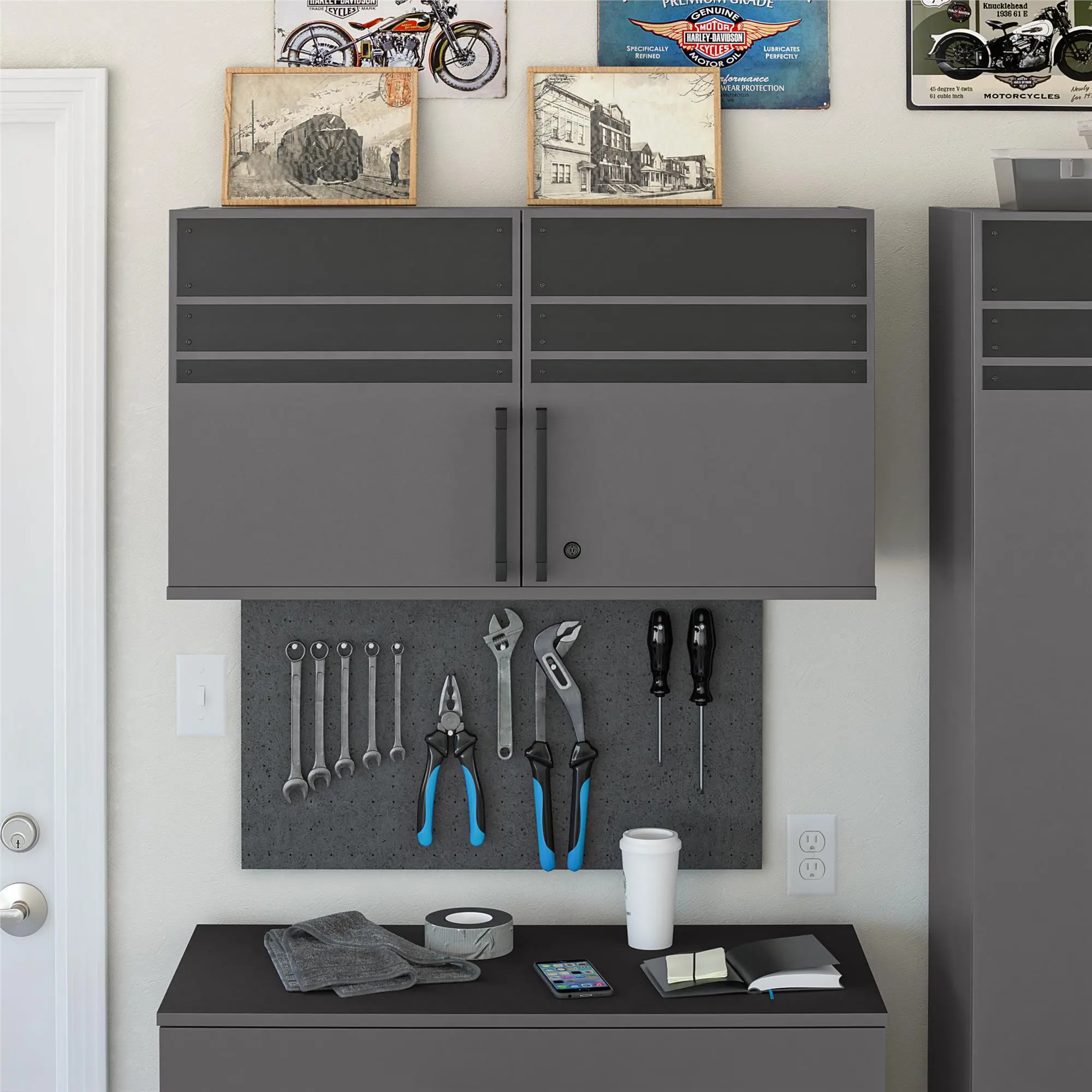 Shelby Graphite 2 Door Garage Wall Cabinet-2