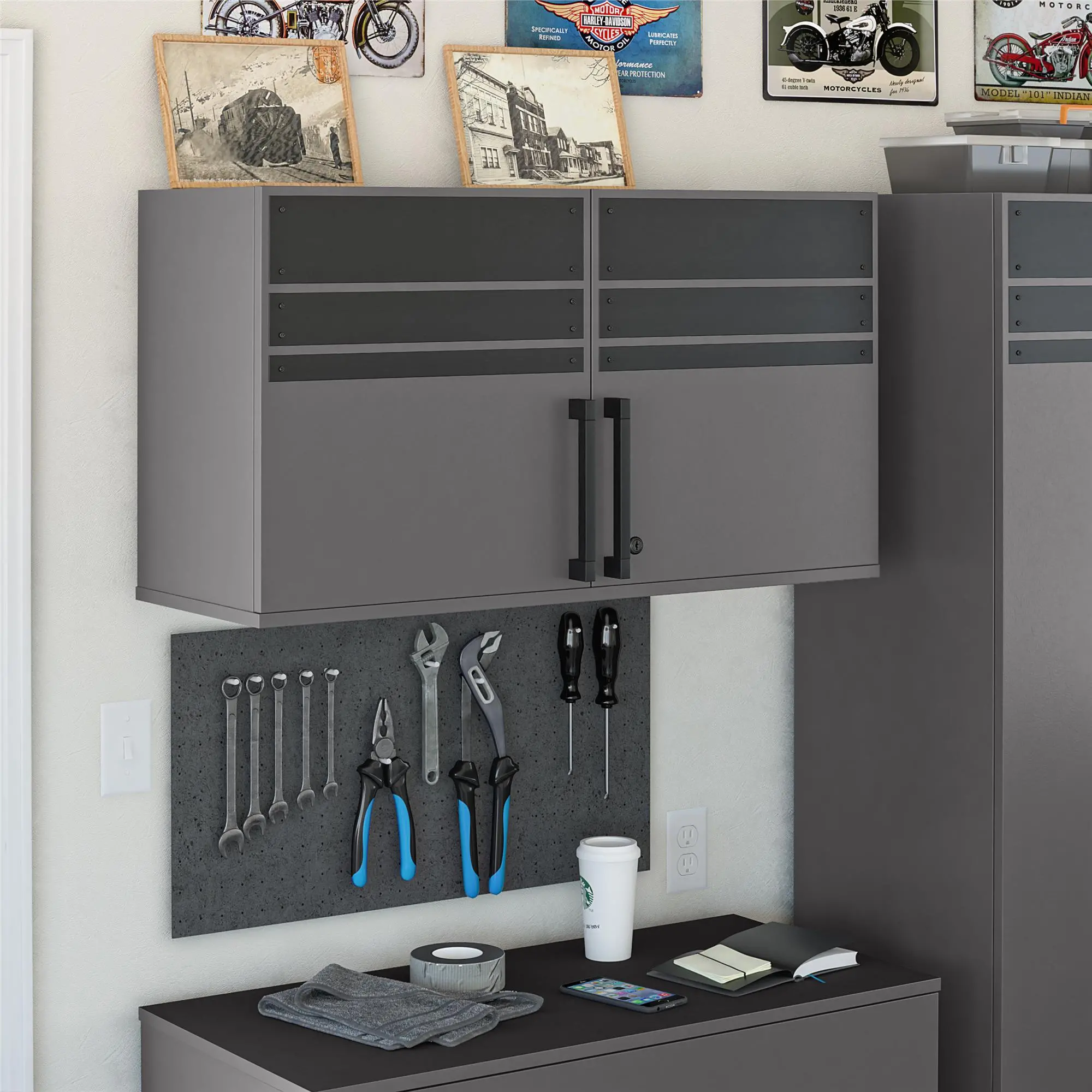 Shelby Graphite 2 Door Garage Wall Cabinet-3
