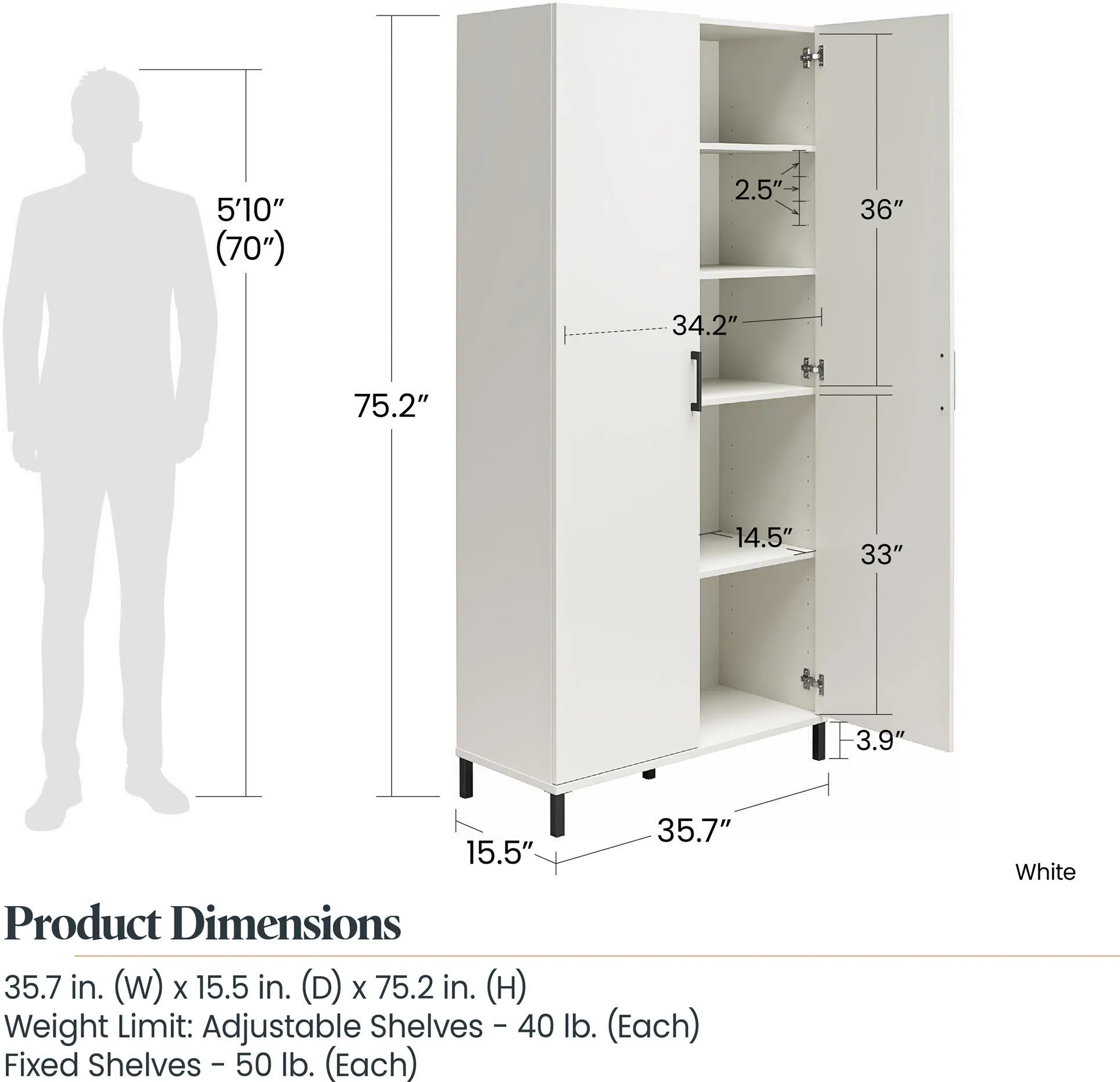 Versa White 36  2-Door Storage Cabinet-1