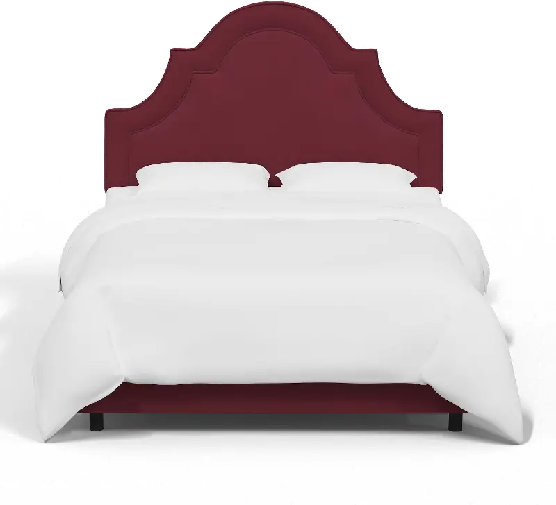 Jolie Velvet Berry Full Bed - Skyline Furniture