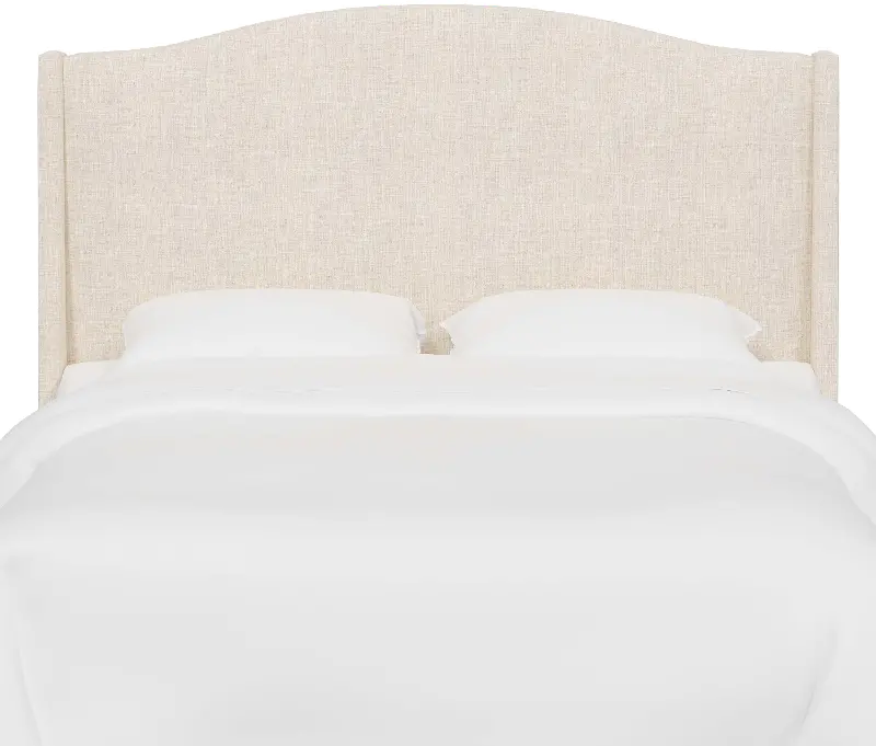 Blake Linen Talc Queen Wingback Headboard - Skyline Furniture