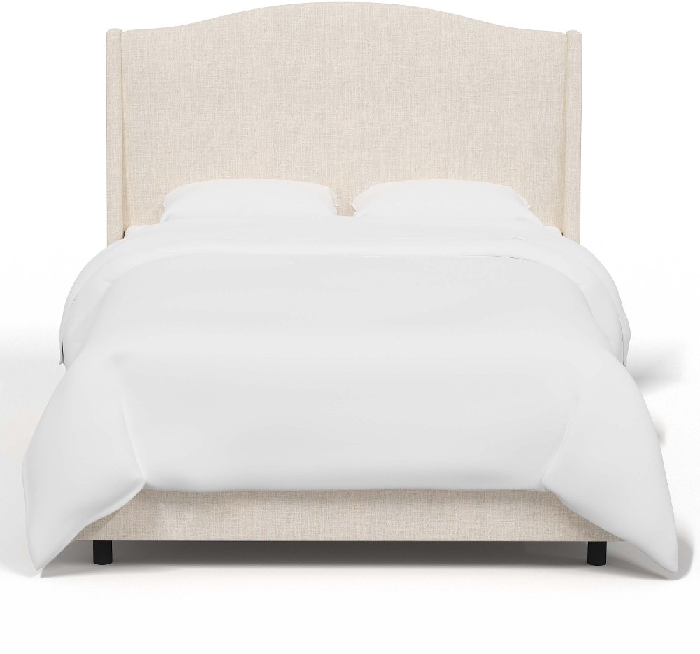 Blake Linen Talc Twin Wingback Bed - Skyline Furniture