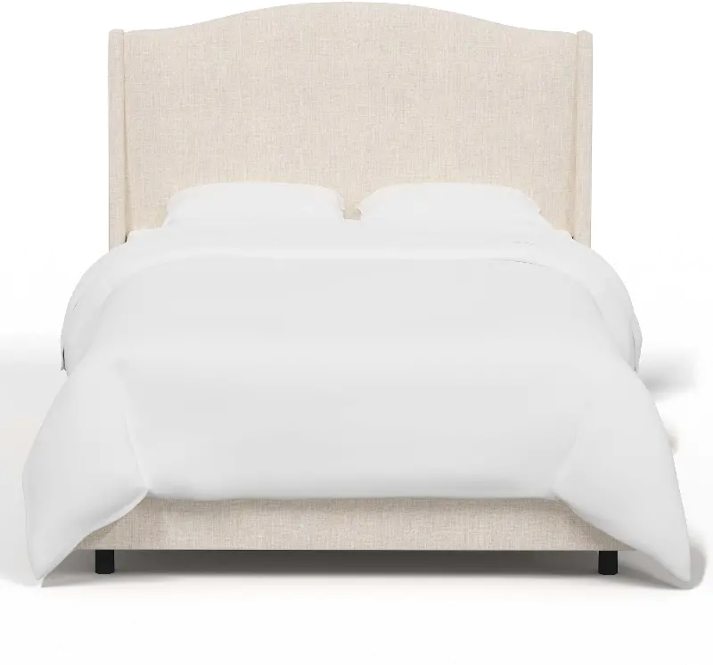 Blake Talc Linen Queen Wingback Bed - Skyline Furniture