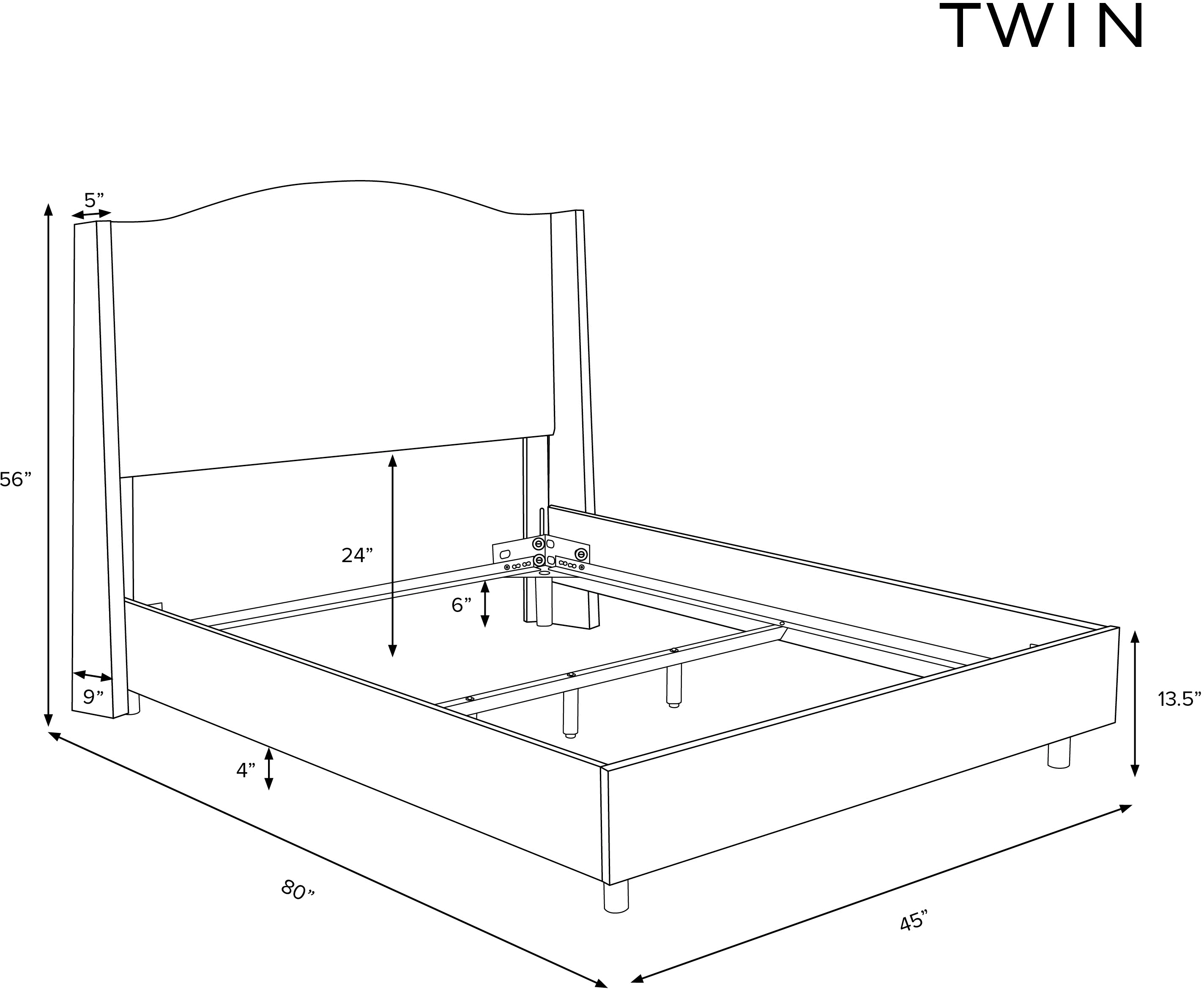 420BEDMLNSNW Blake Snow White Twin Wingback Bed - Skyline Furniture-5