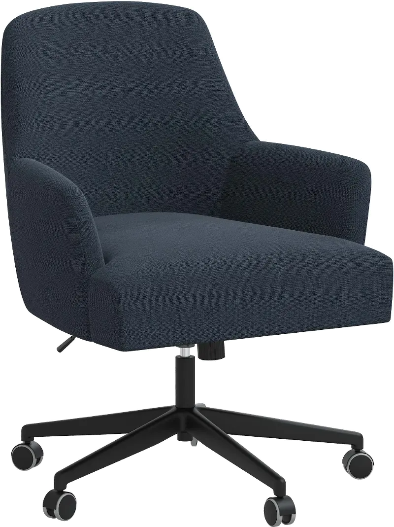Hudson Linen Navy Blue Office Chair - Skyline Furniture