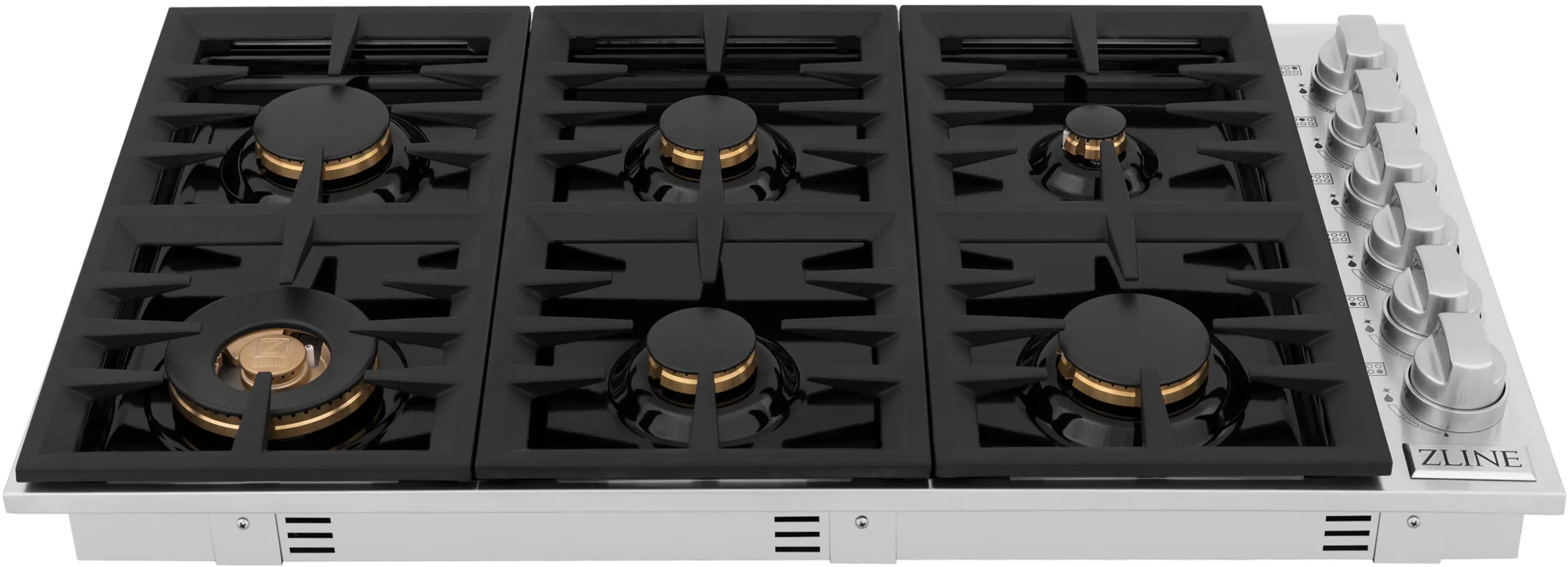 RC-BR-36-PBT ZLINE Gas Cooktop - Stainless Steel, Black 36 Inch-1