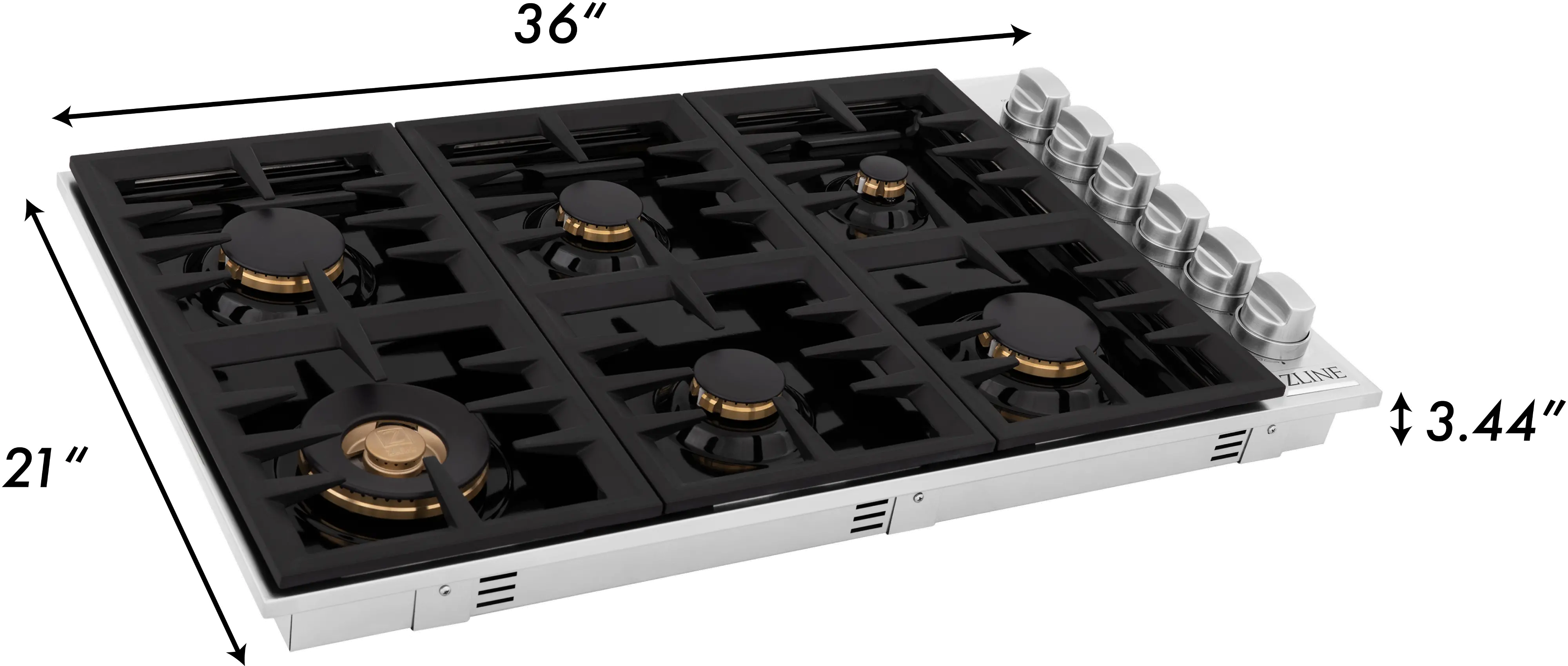 RC-BR-36-PBT ZLINE Gas Cooktop - Stainless Steel, Black 36 Inch-8