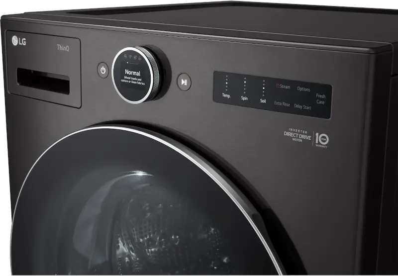 WM6700HBA LG 5 cu ft Front Load Washer - Black Steel 6700B-5