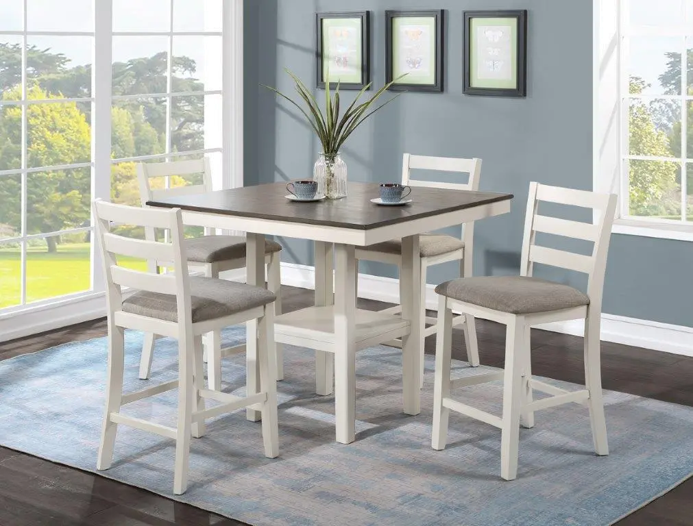 Tahoe Gray Oak and White 5 Piece Counter Height Dining Set-2