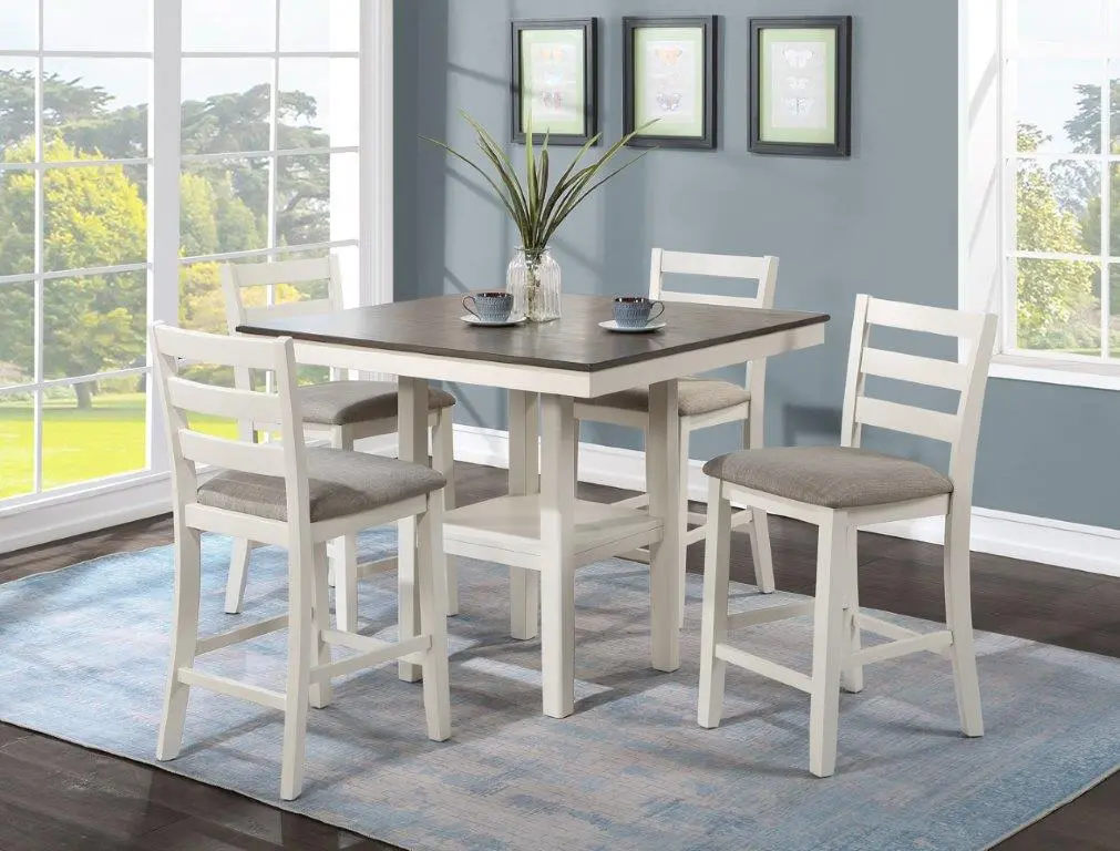 Tahoe Gray Oak and White 5 Piece Counter Height Dining Set-2