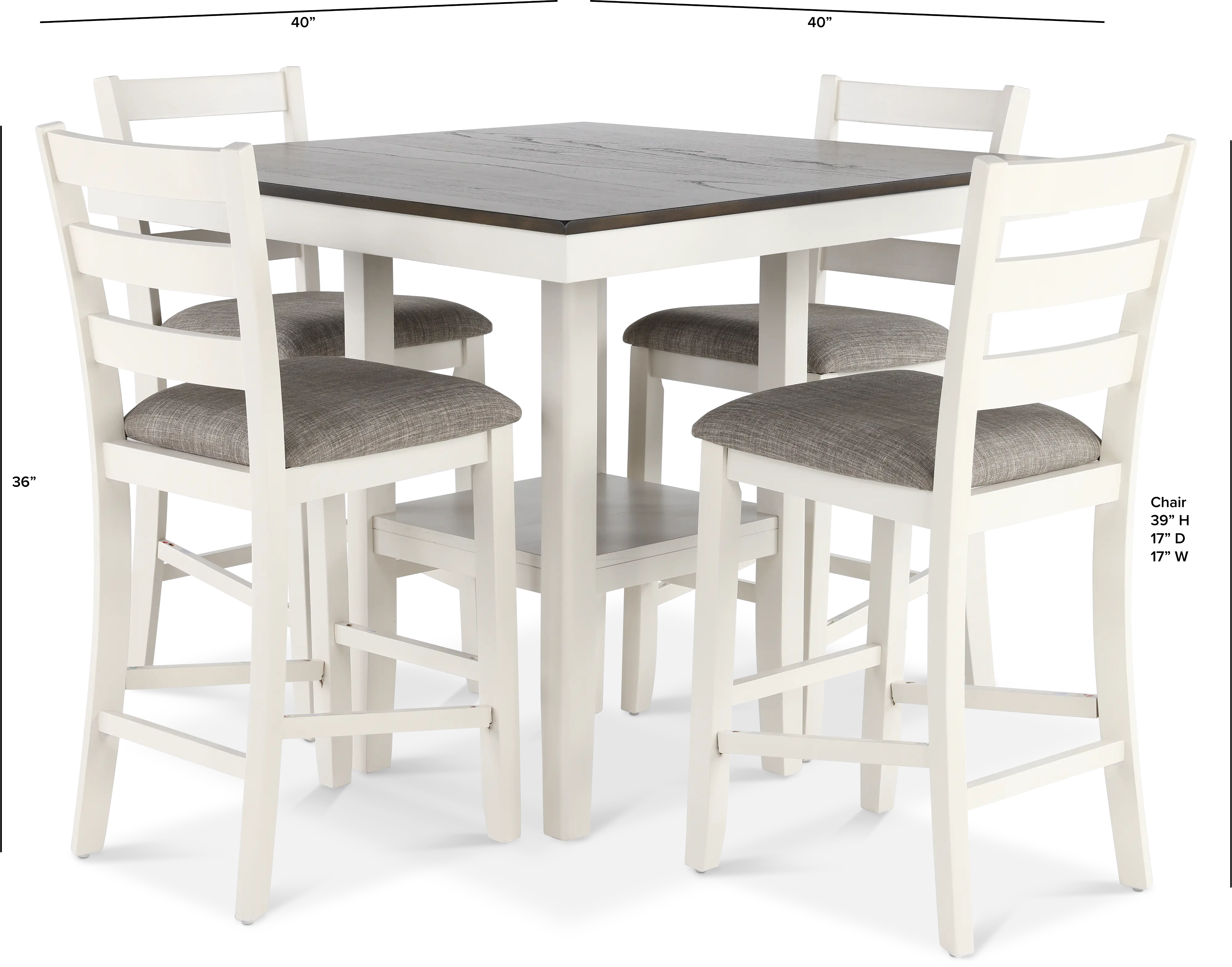 Tahoe Gray Oak and White 5 Piece Counter Height Dining Set-3