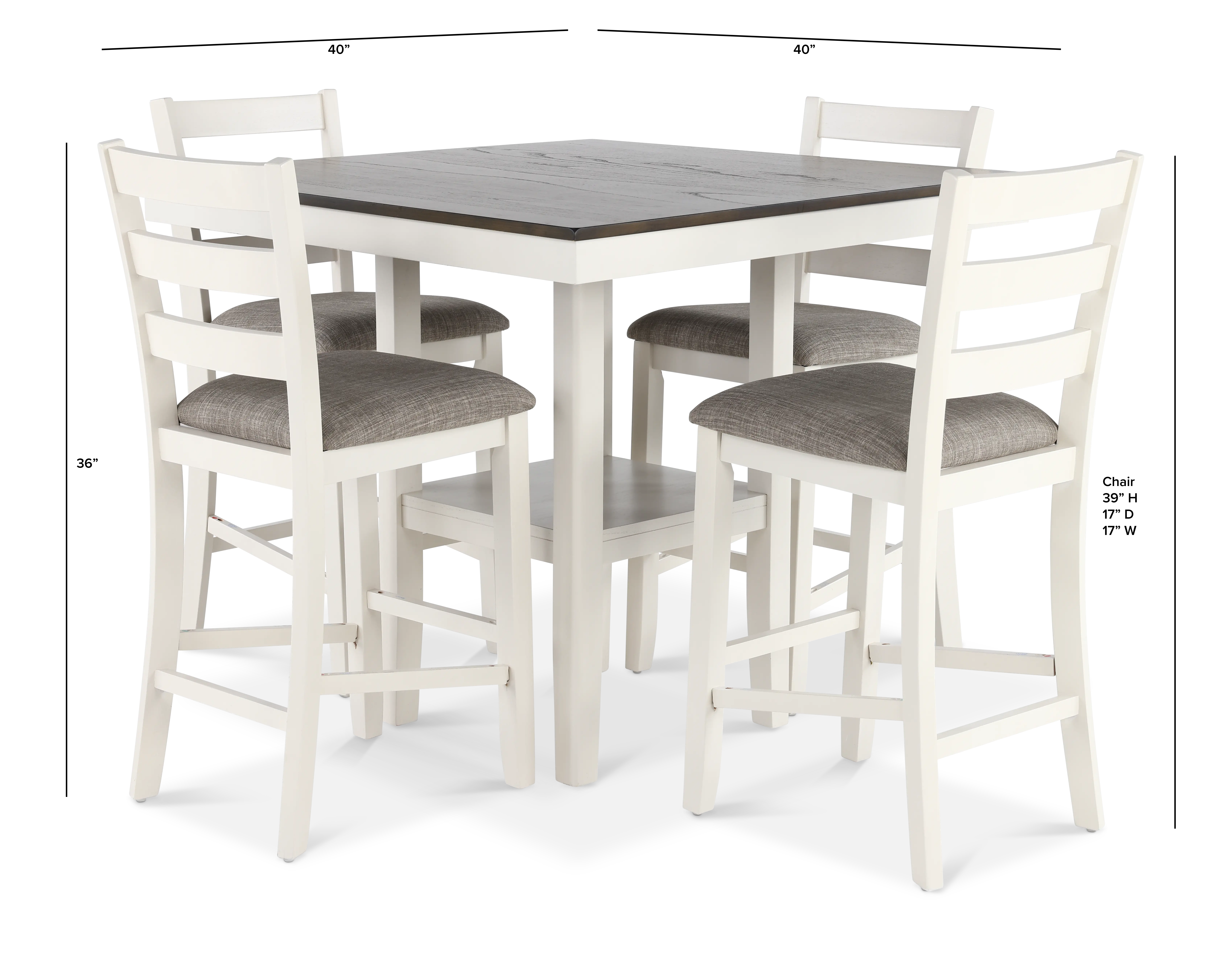 Tahoe Gray Oak and White 5 Piece Counter Height Dining Set-3