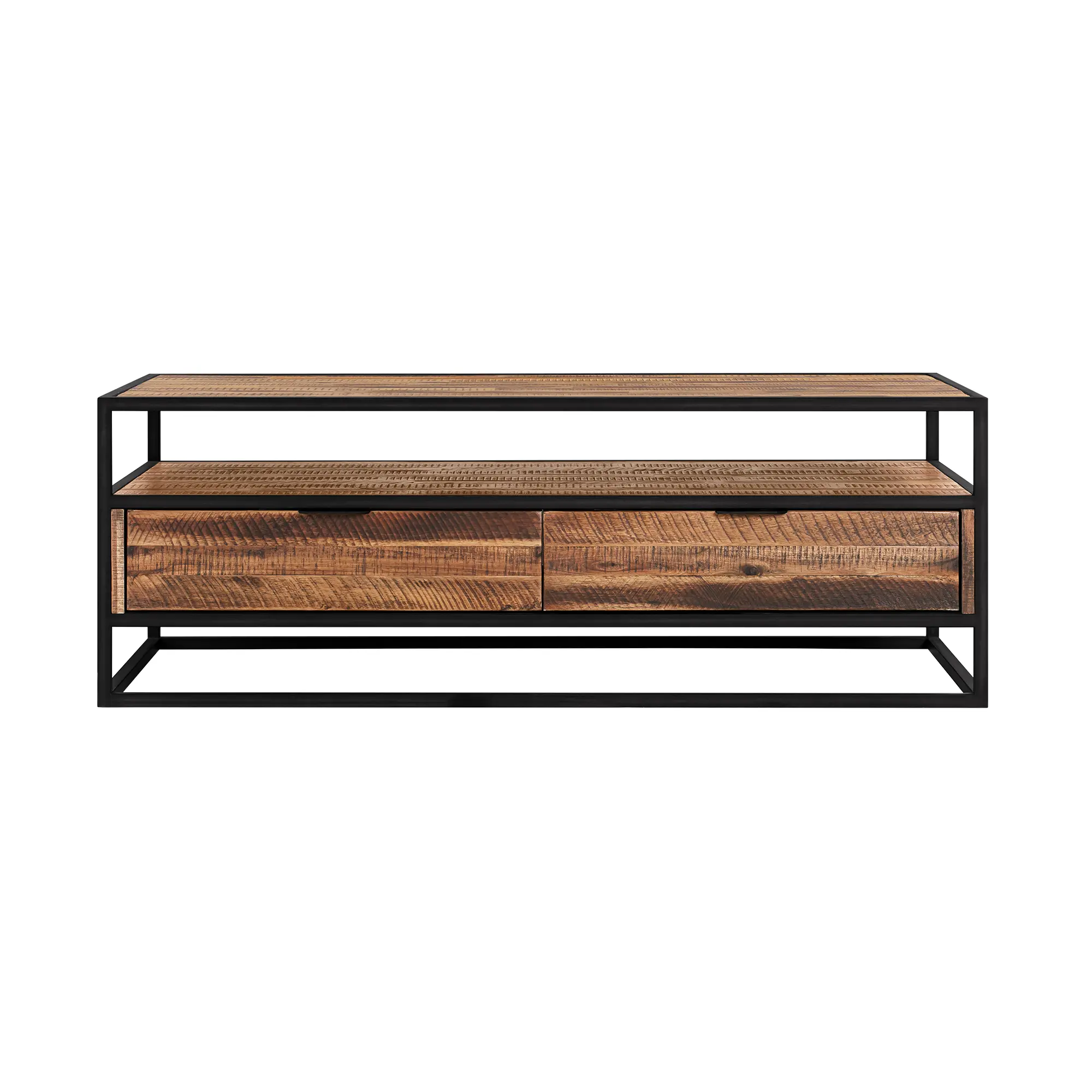 LCLDCORU Ludgate Brown and Black Rectangle Coffee Table with Shelf-1