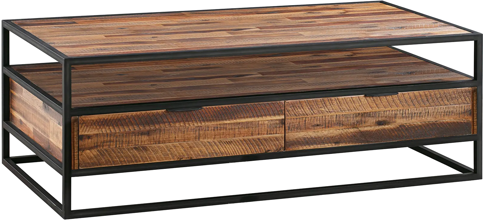 LCLDCORU Ludgate Brown and Black Rectangle Coffee Table with Shelf-3
