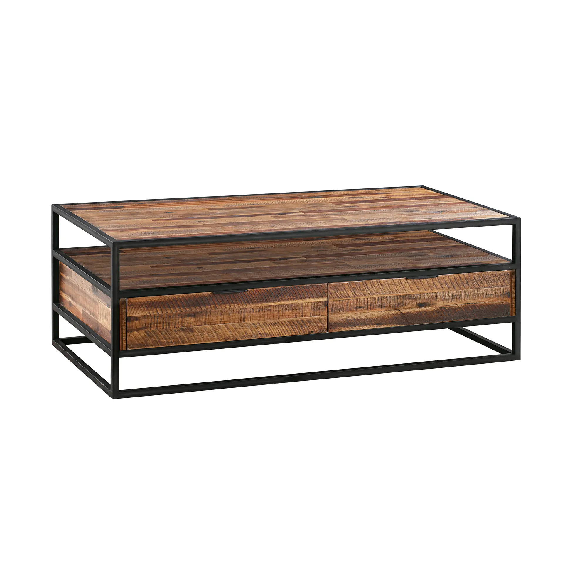 LCLDCORU Ludgate Brown and Black Rectangle Coffee Table with Shelf-2