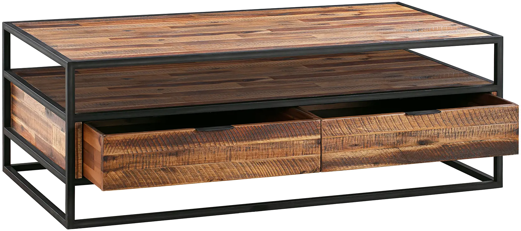 LCLDCORU Ludgate Brown and Black Rectangle Coffee Table with Shelf-4