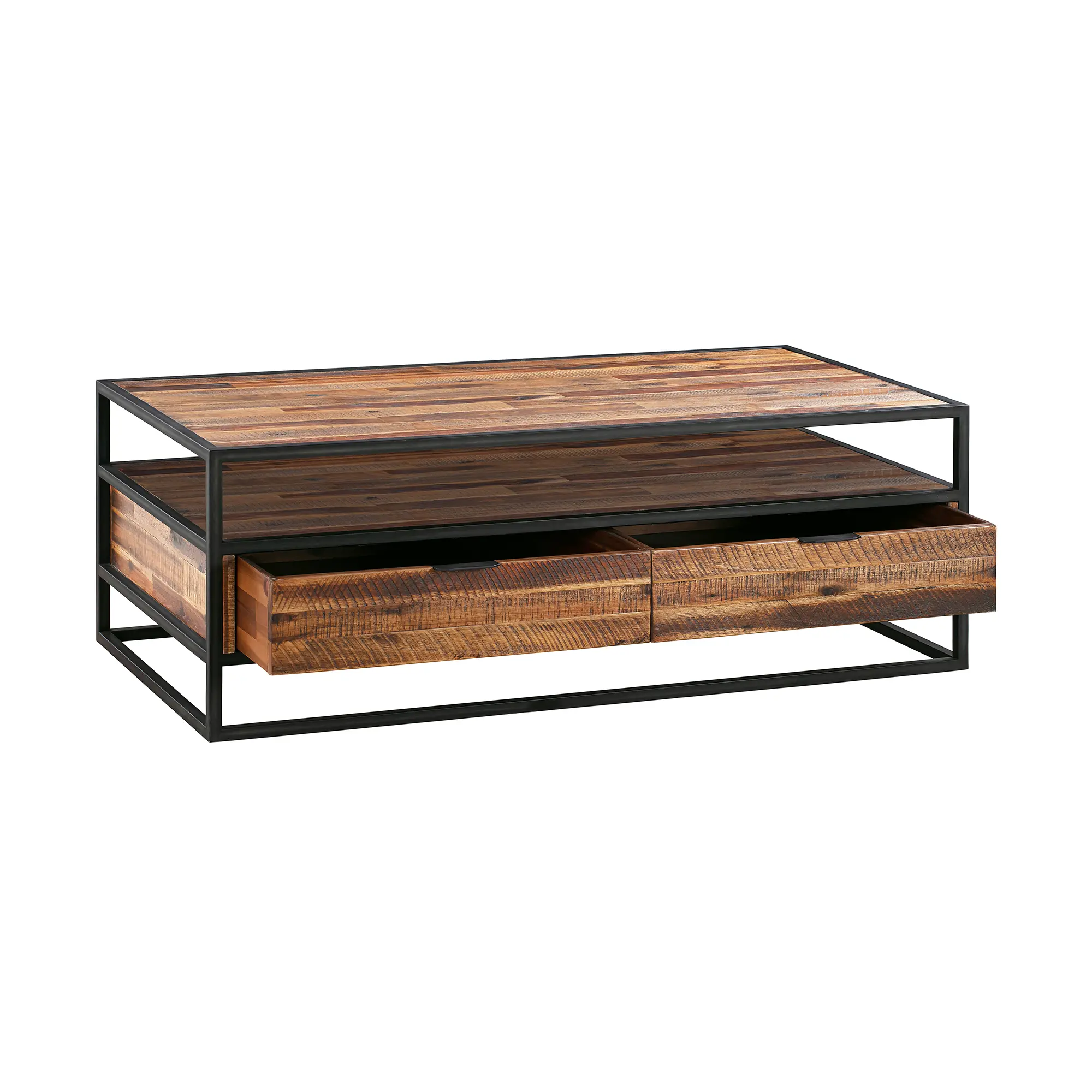 LCLDCORU Ludgate Brown and Black Rectangle Coffee Table with Shelf-3