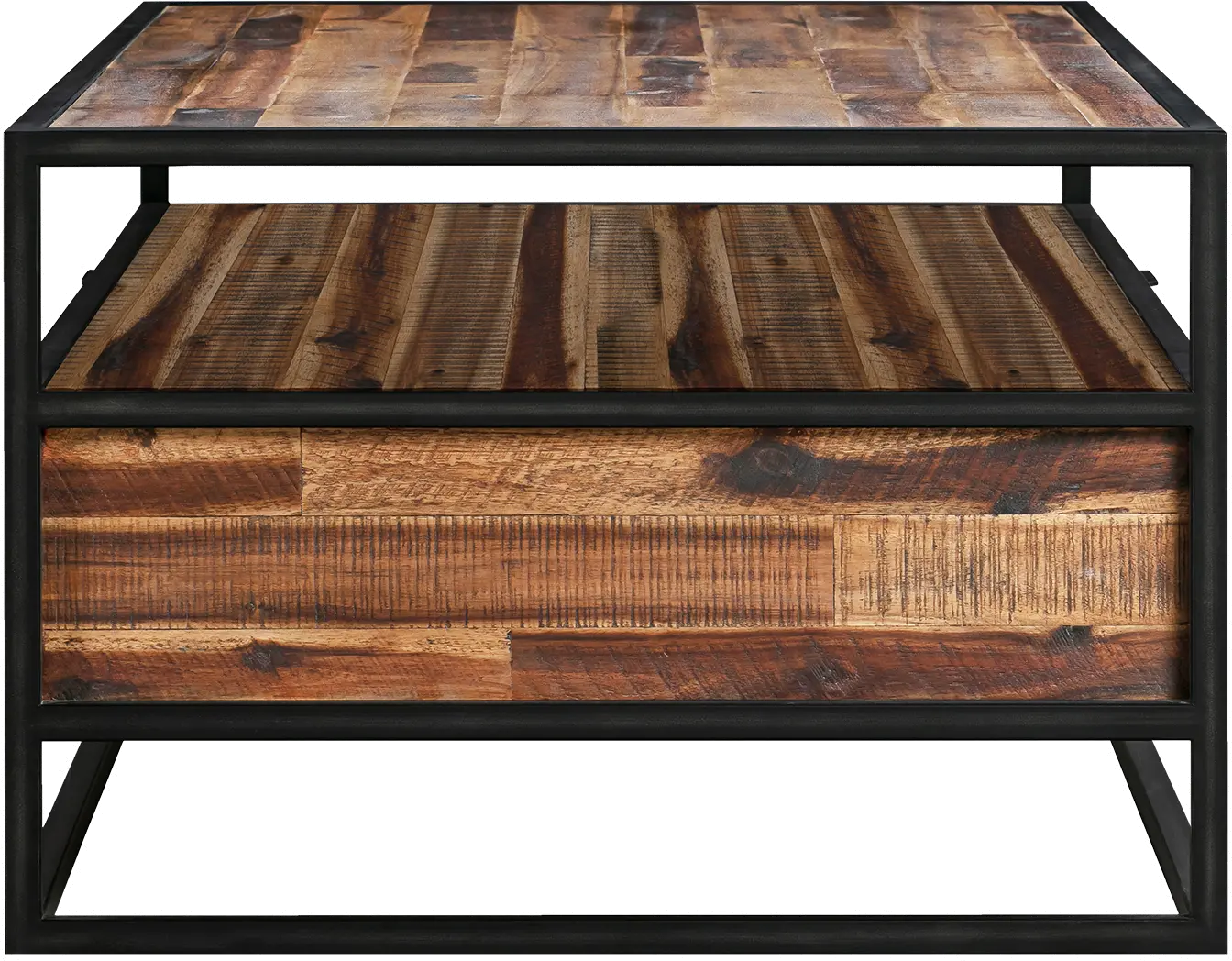 LCLDCORU Ludgate Brown and Black Rectangle Coffee Table with Shelf-5