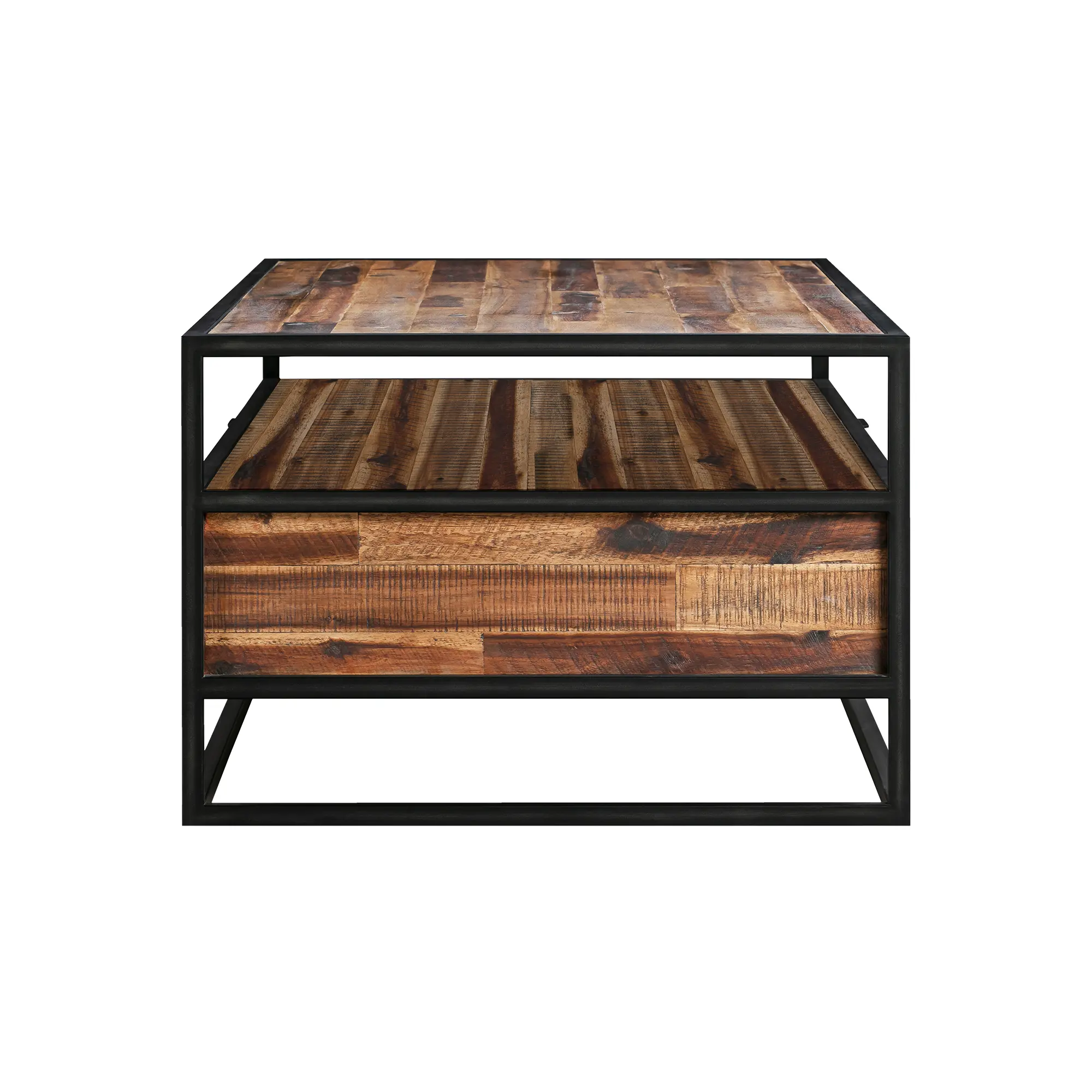 LCLDCORU Ludgate Brown and Black Rectangle Coffee Table with Shelf-4