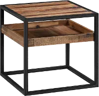 LCLDLARU Ludgate Black and Brown Square End Table with Shelf