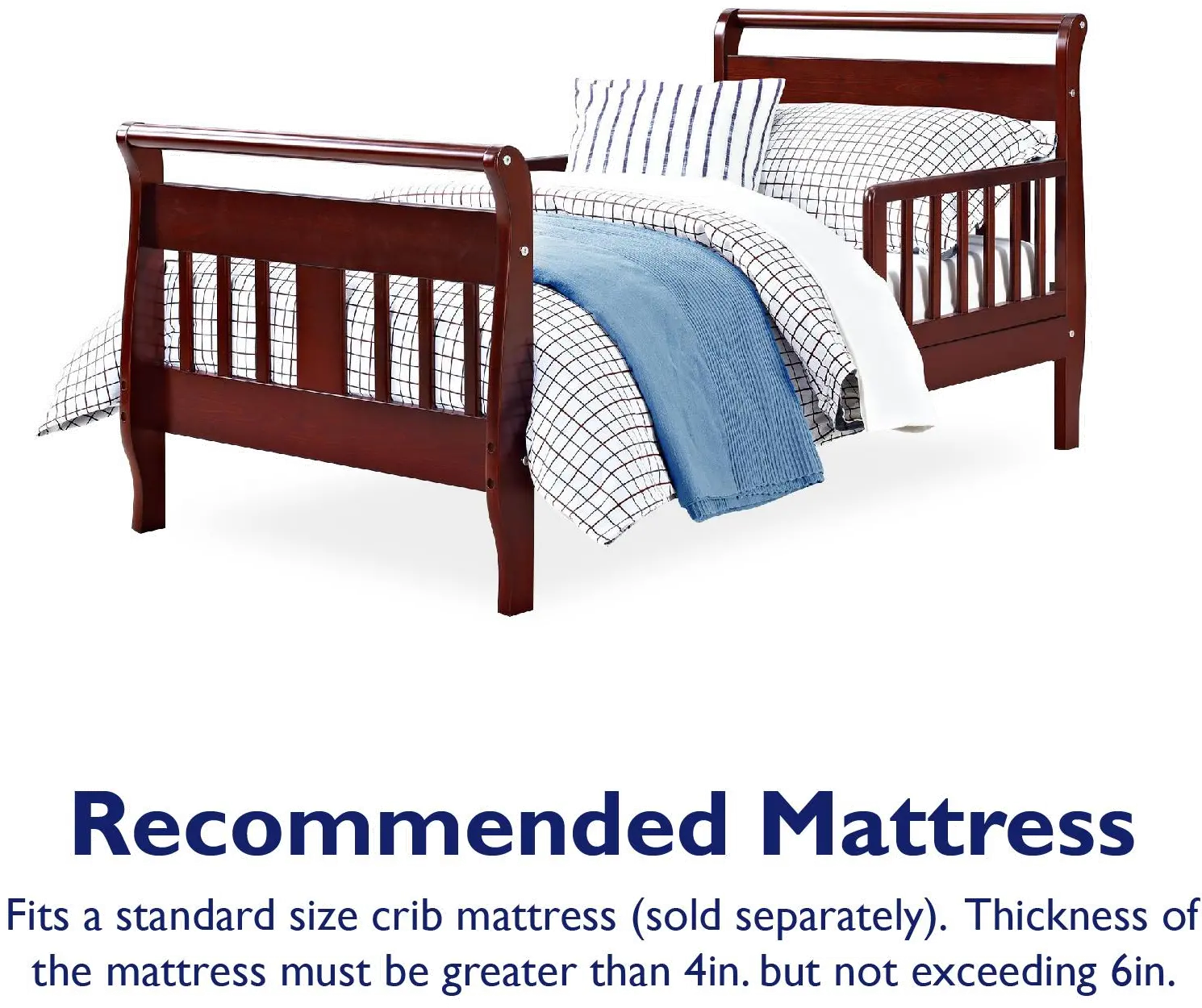 Sleigh Cherry Wood Toddler Bed with Safety Guardrails-3