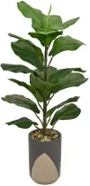 Faux Potted Leaf Plant