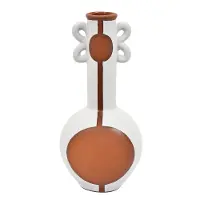 White and Brown 8.75  Narrow Vase