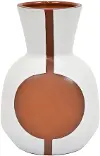 White and Rust 8.25  Short Neck Vase