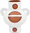 White and Rust 7.25  Vase with Handles