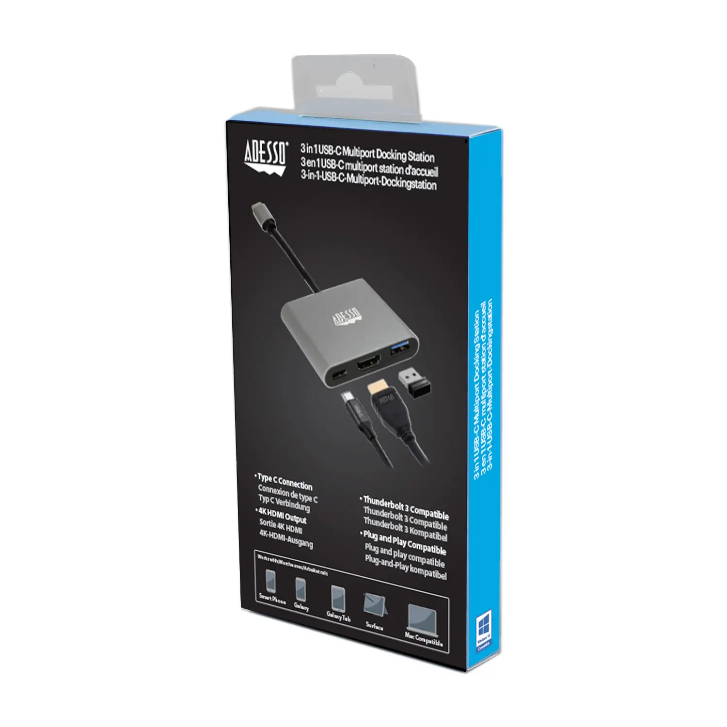 AUH-4010 Adesso 3-In-1 USB-C Docking Station-9