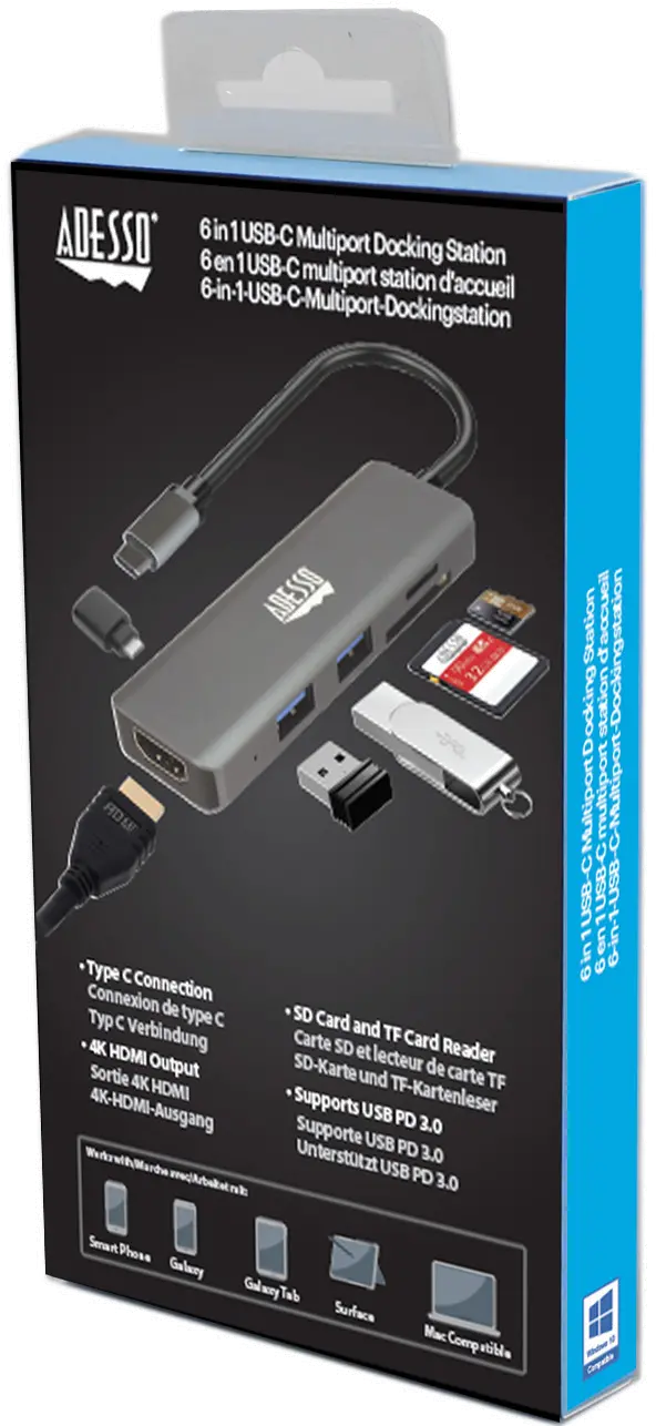 AUH-4020 Adesso 6-In-1 USB-C Multiport Docking Station-10