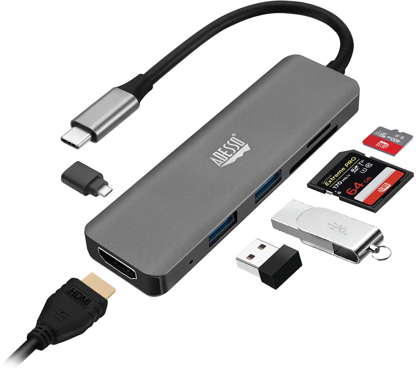 AUH-4020 Adesso 6-In-1 USB-C Multiport Docking Station-5