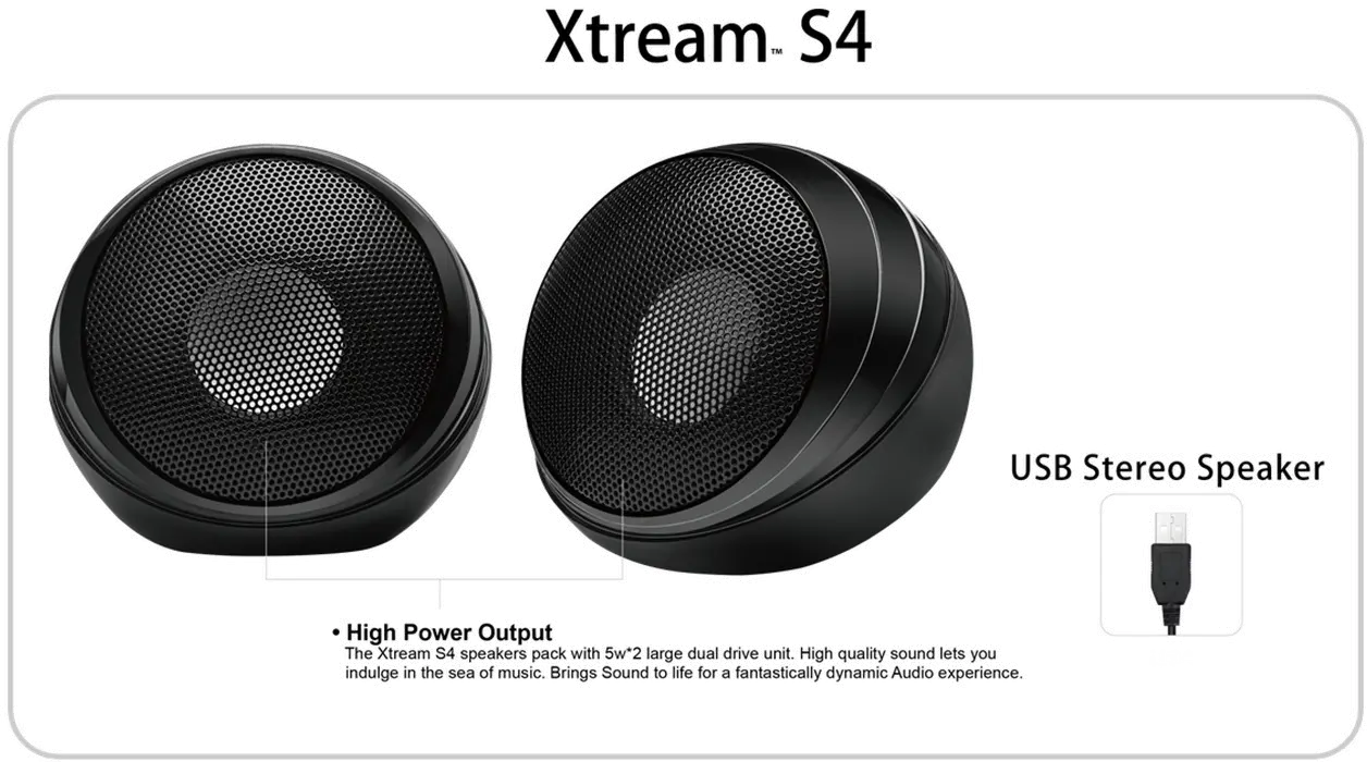 XTREAM-S4 Adesso Xtream S4 USB Powered Desktop Speakers-4