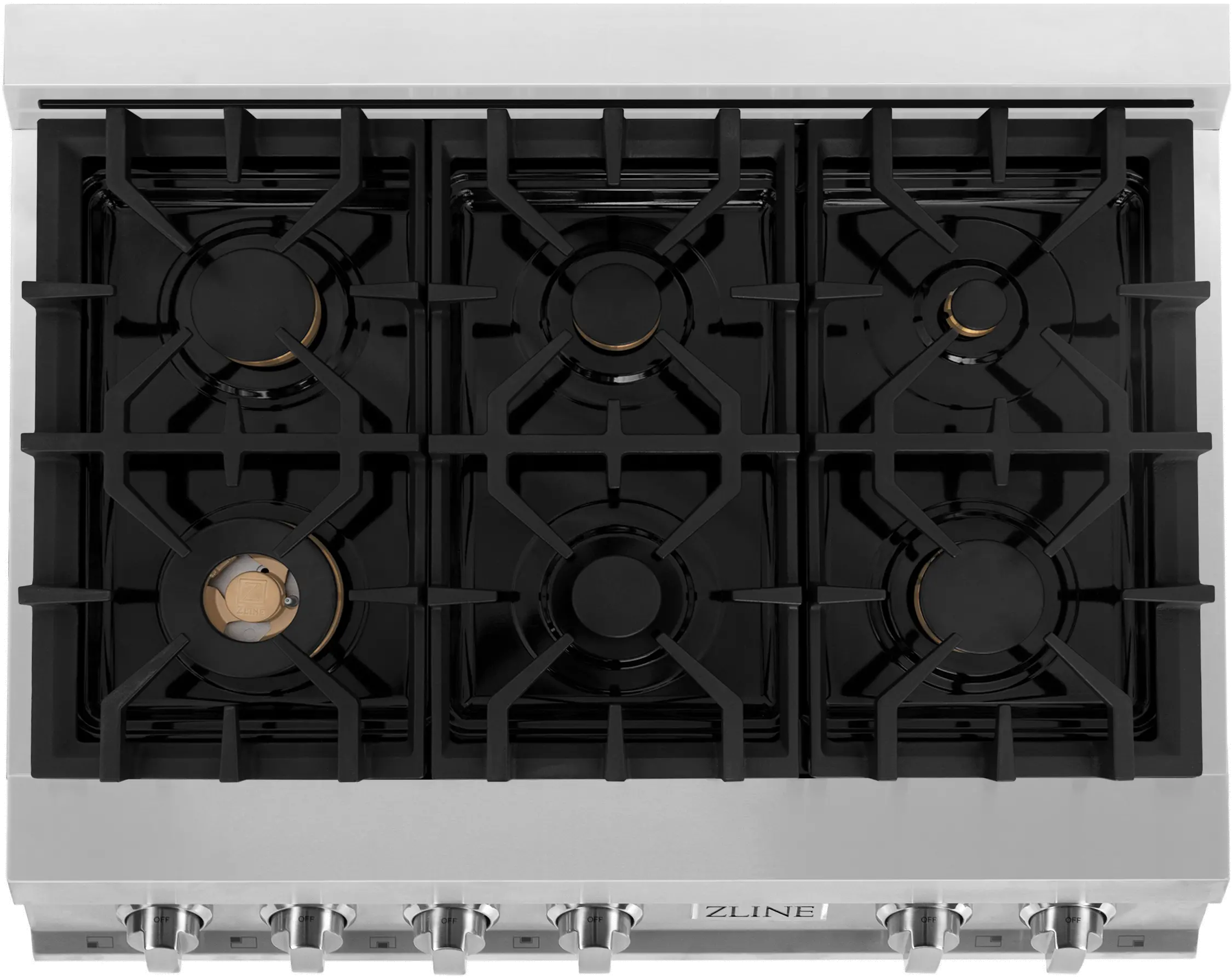 RT-BR-36 ZLINE Gas Rangetop - Stainless Steel, Brass 36 Inch-3