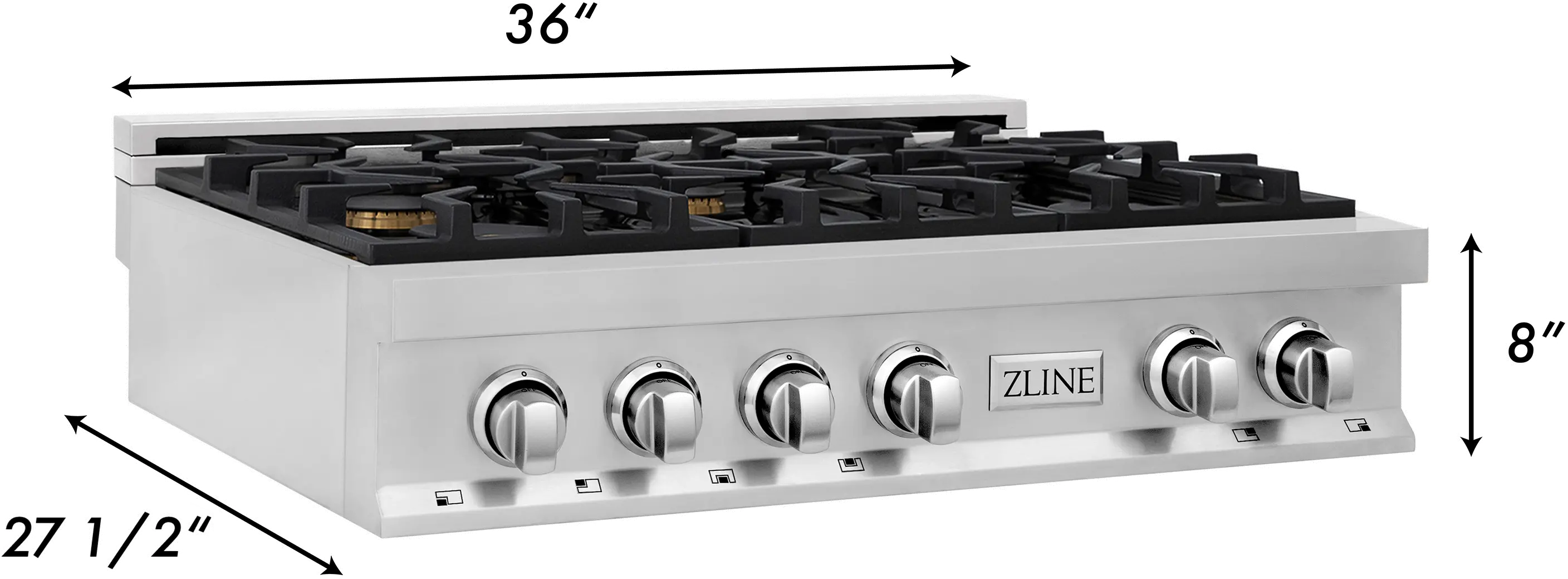 RT-BR-36 ZLINE Gas Rangetop - Stainless Steel, Brass 36 Inch-6