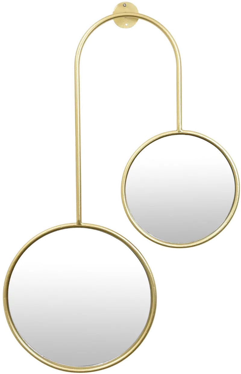28.5 Inch Gold Metal Hanging Mirror