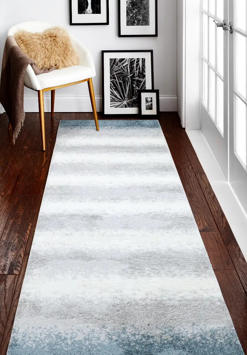 Felton Blue and Gray 8 Foot Runner Rug