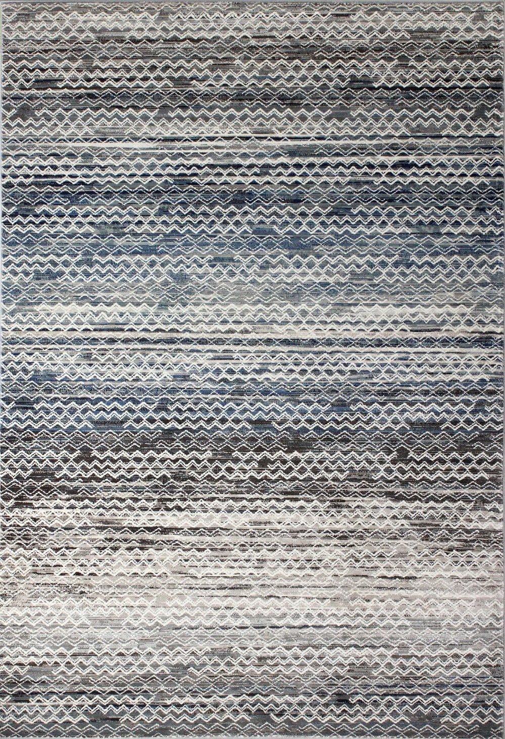 Lacey Gray and Blue Geometric 9 x 12 Area Rug