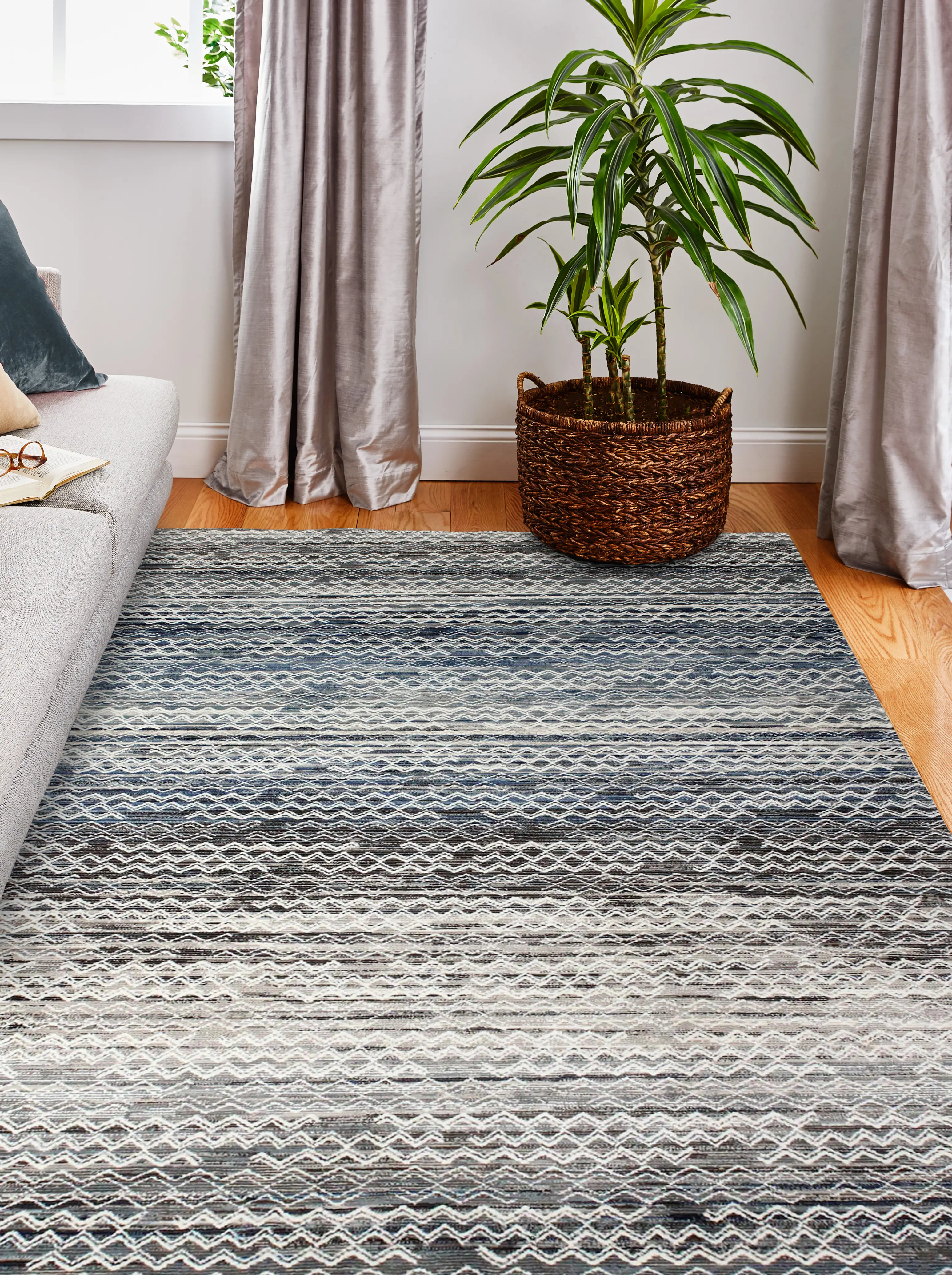 C191-MULTI-9X12-CM106 Lacey Gray and Blue Geometric 9 x 12 Area Rug-3