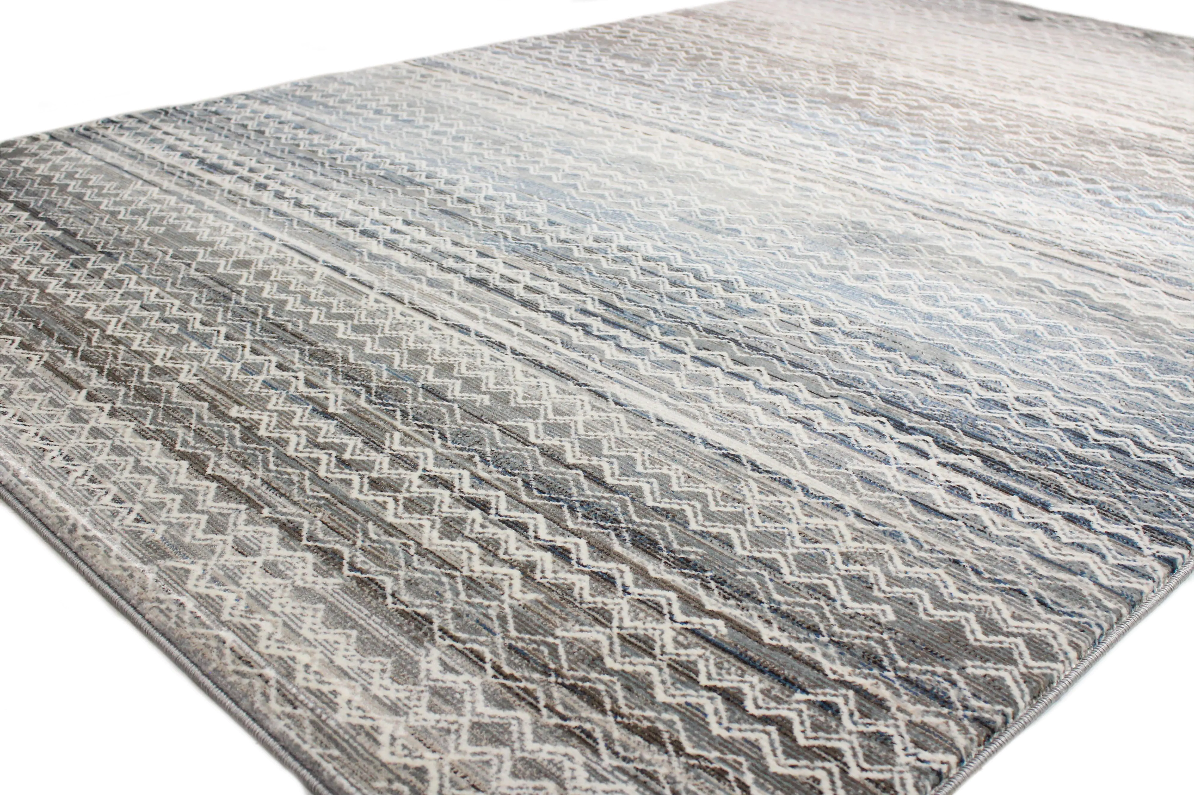 C191-MULTI-9X12-CM106 Lacey Gray and Blue Geometric 9 x 12 Area Rug-1