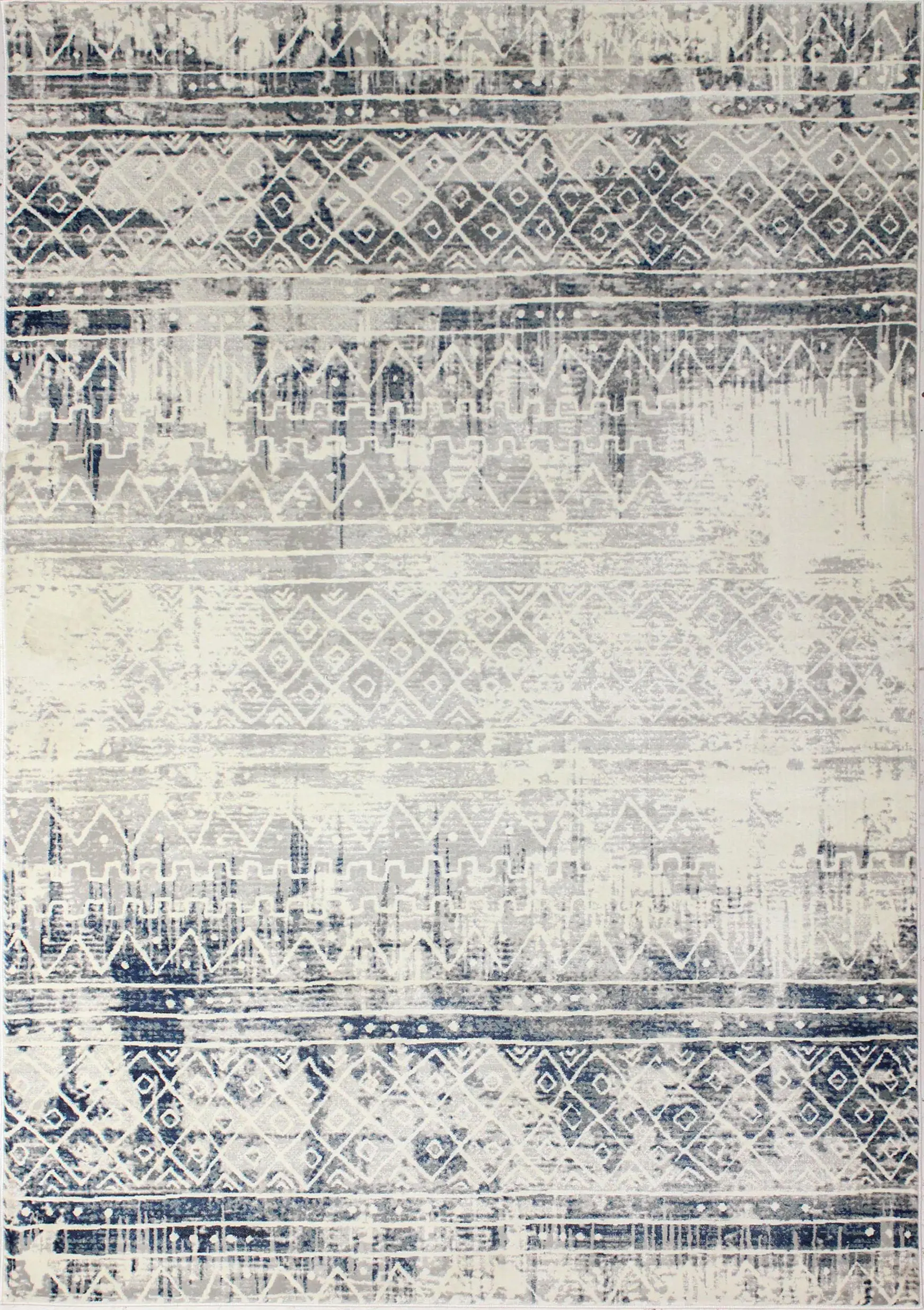 C191-BLBE-2.6X8-CM111 Livia Blue and Gray Bohemian 8 Foot Runner Rug-2