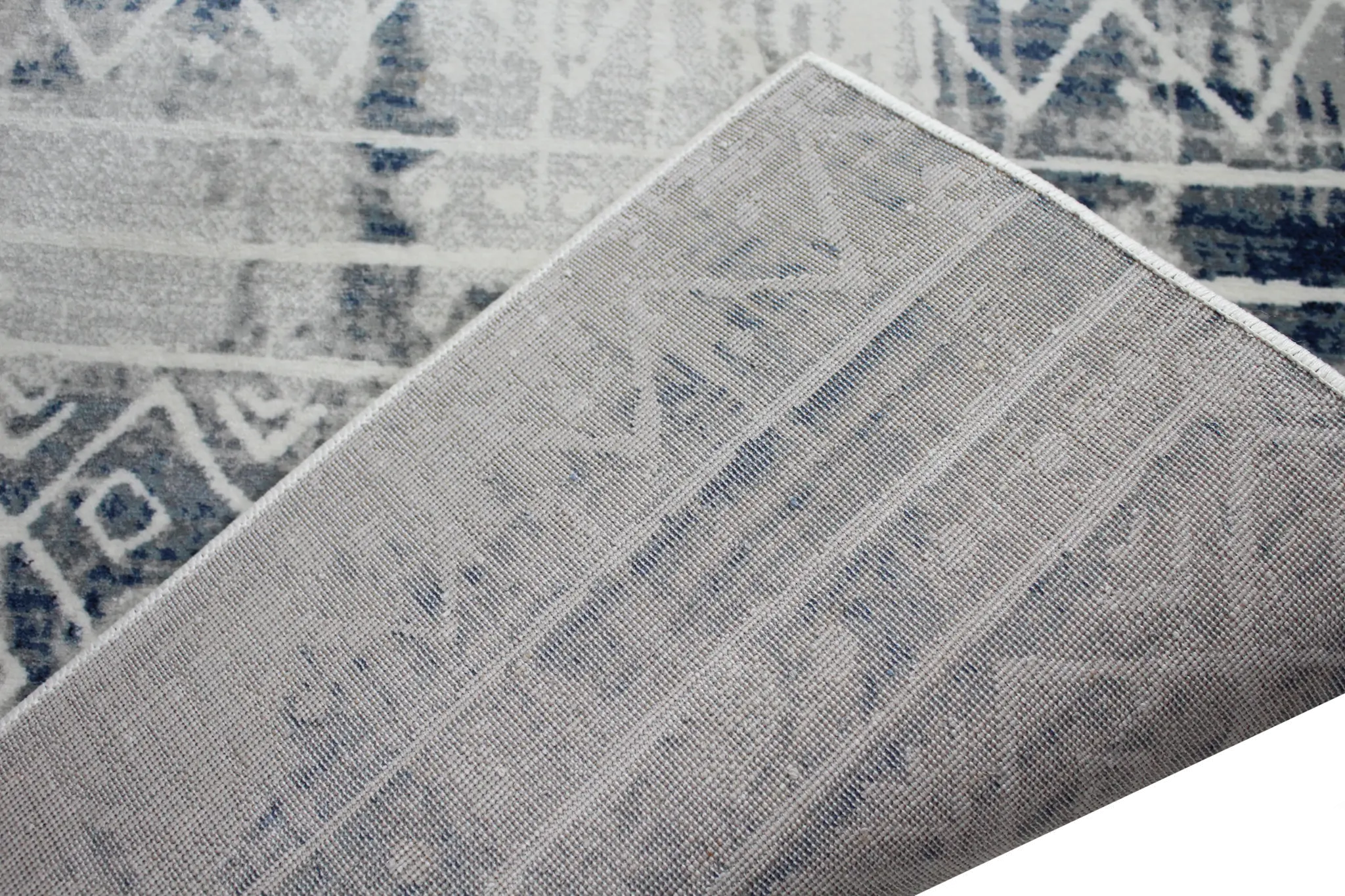 C191-BLBE-2.6X8-CM111 Livia Blue and Gray Bohemian 8 Foot Runner Rug-4