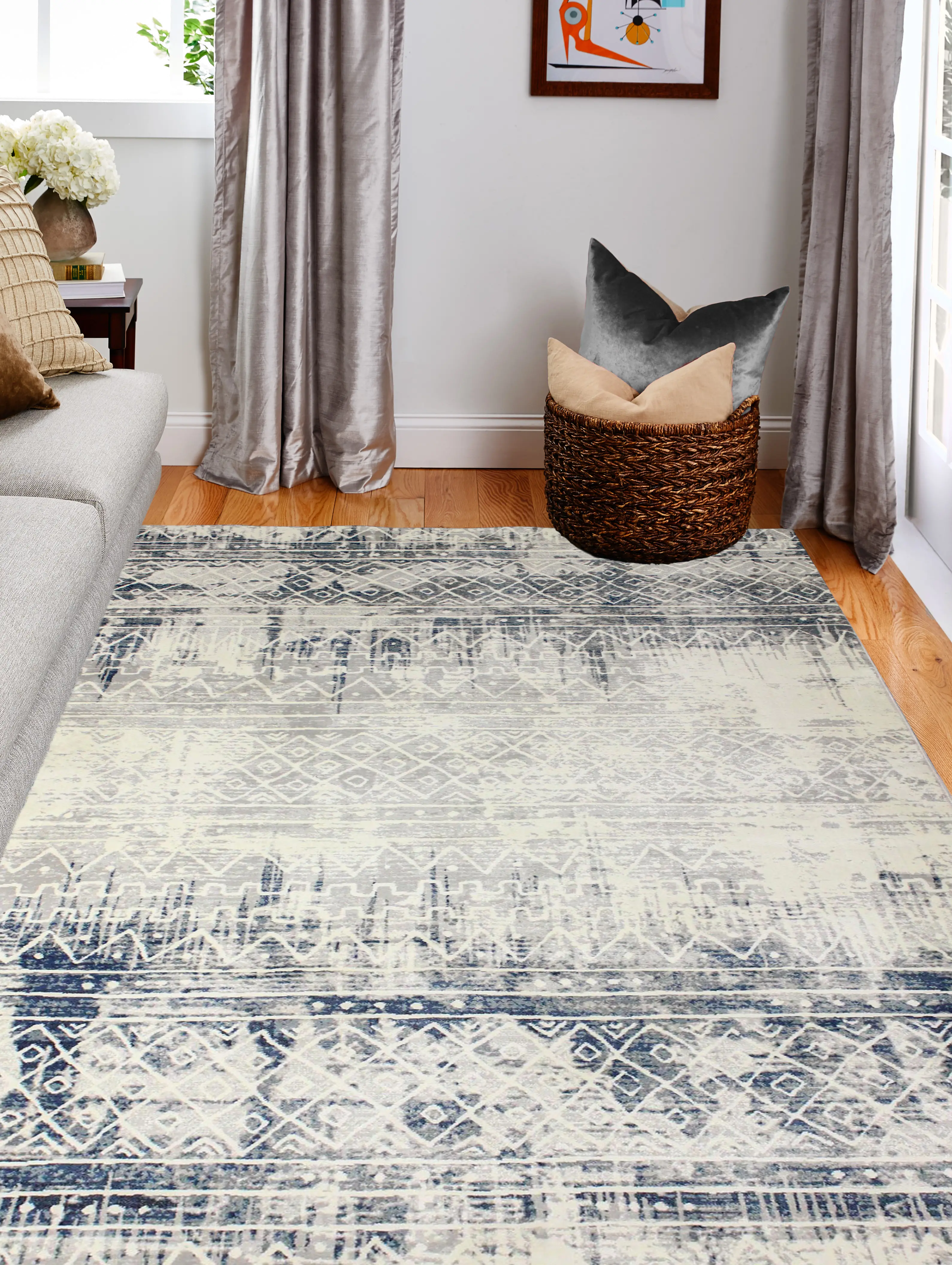 C191-BLBE-4X6-CM111 Livia Blue and Gray Bohemian 4 x 6 Area Rug-3